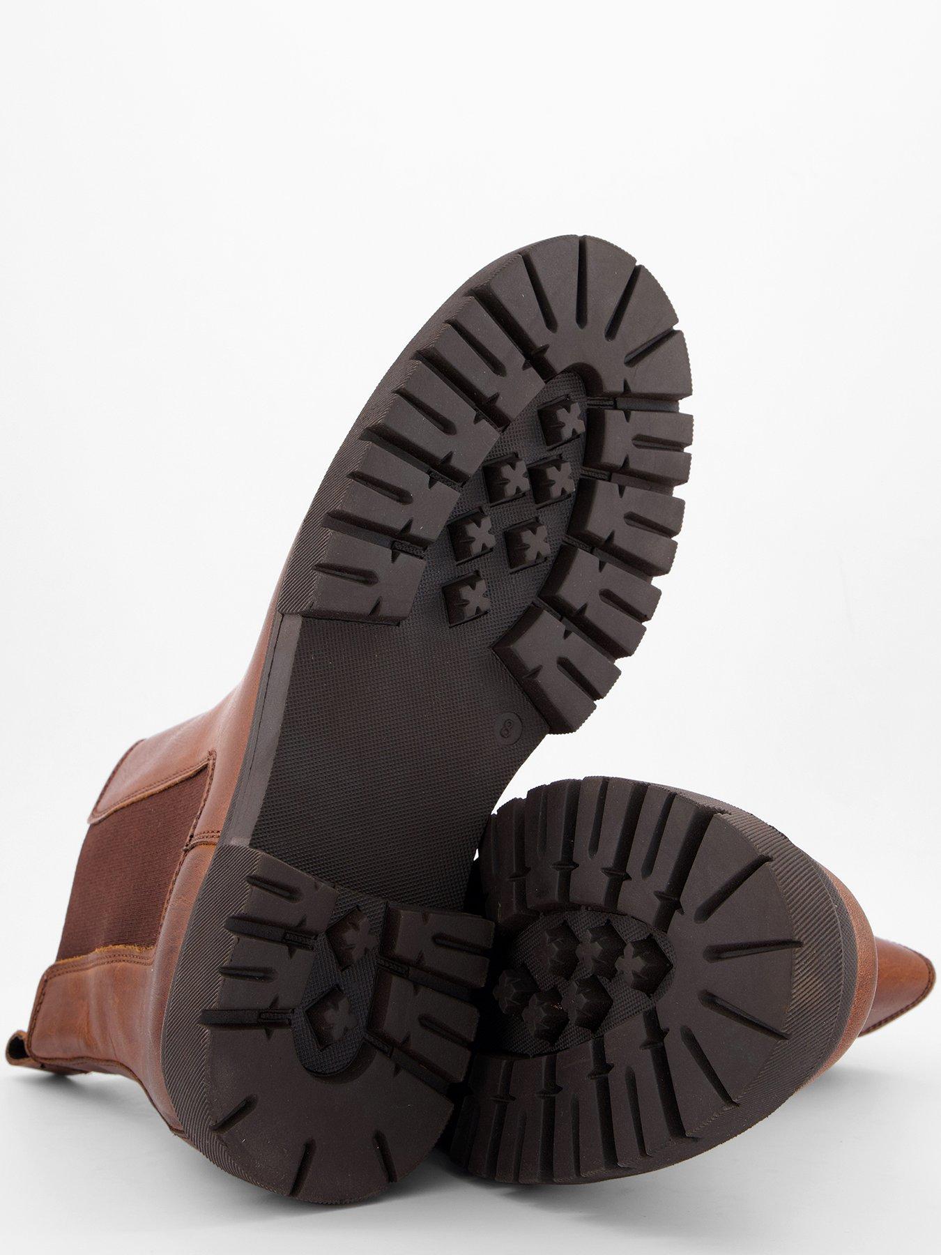 Image 4 of 7 of The Very Collection Mens Leather Cleated Chelsea Boots - Brown