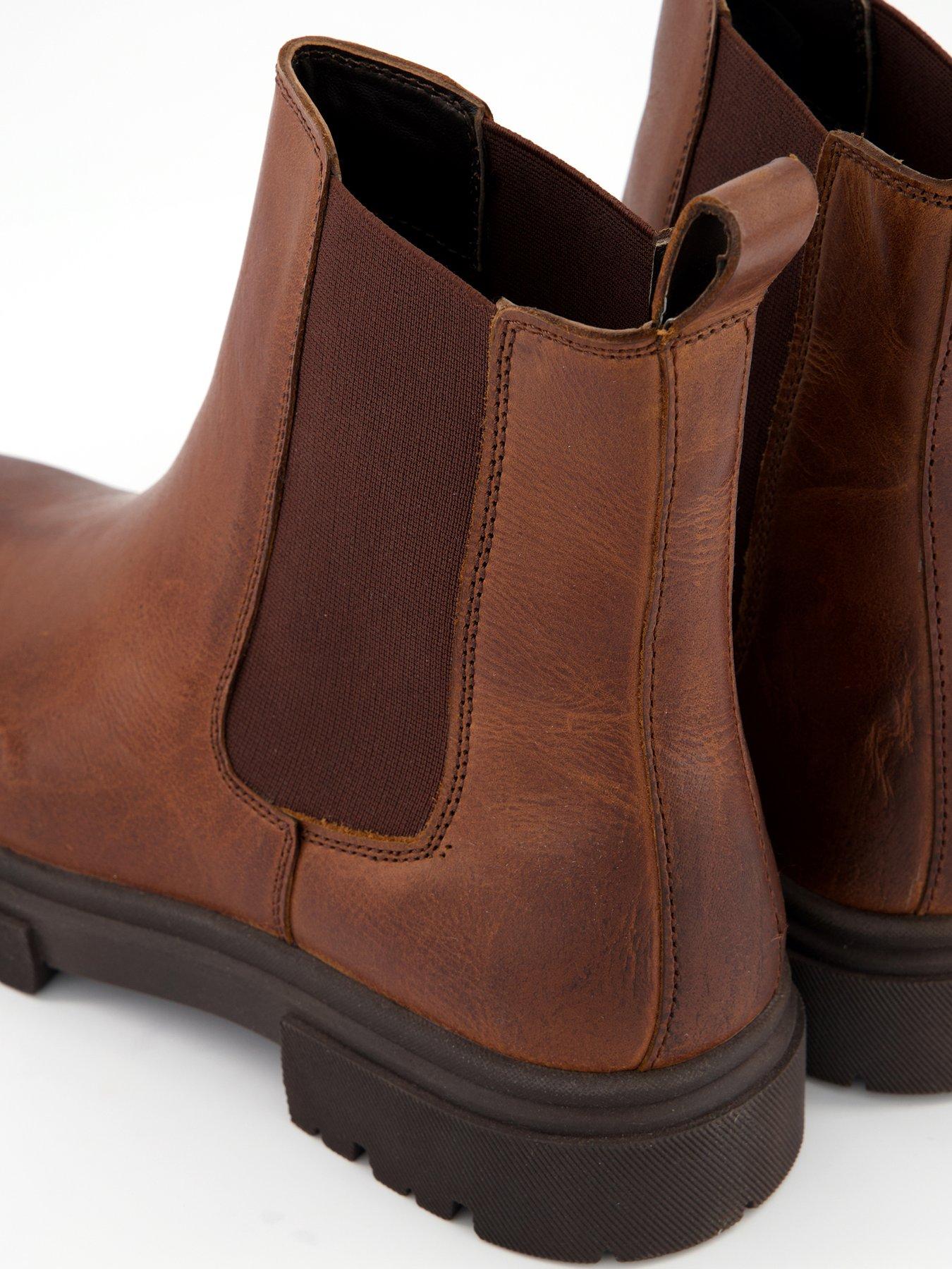 Image 5 of 7 of The Very Collection Mens Leather Cleated Chelsea Boots - Brown