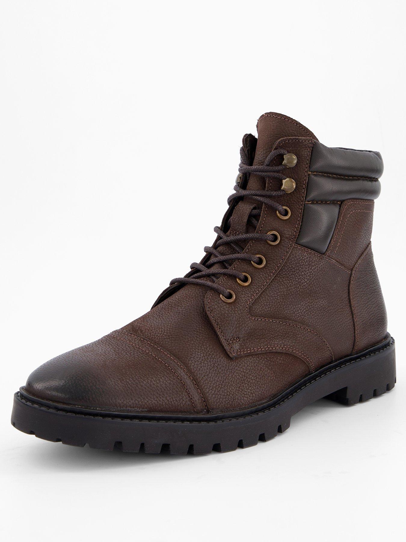  image of the-very-collection-leather-lace-up-boots-brown