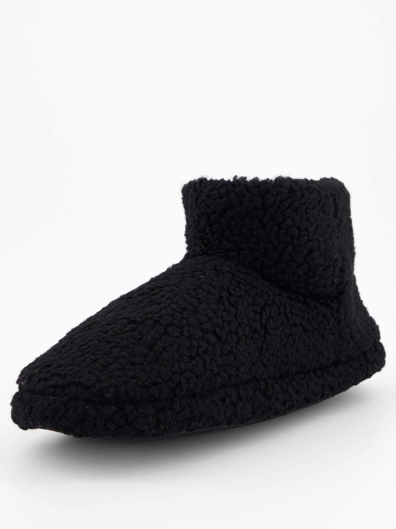 Image 2 of 7 of The Very Collection Borg Slipper Boots - Black