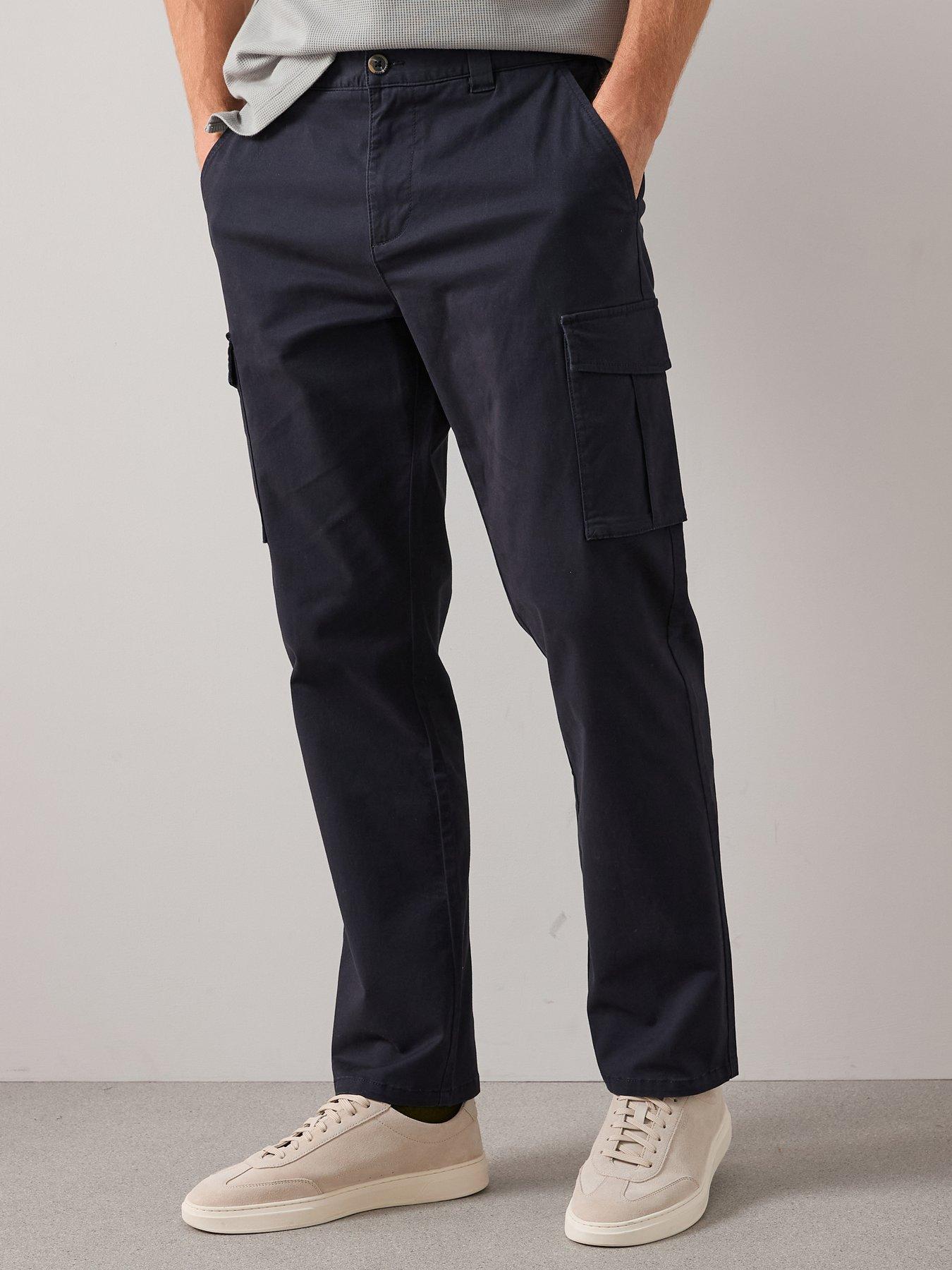 The Very Collection Tapered Fit Cargo Trousers With Stretch - Navy