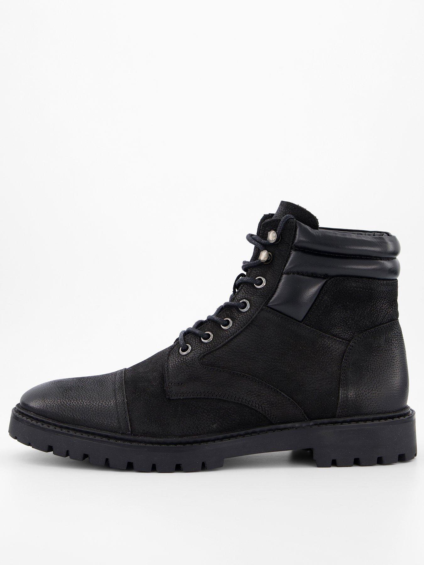  image of the-very-collection-leather-lace-up-boots-black