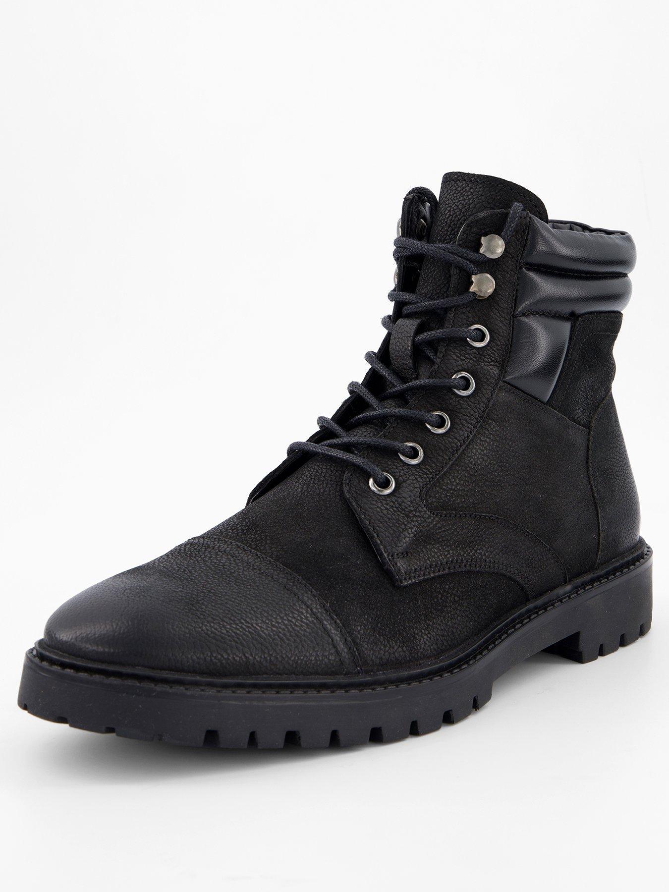  image of the-very-collection-leather-lace-up-boots-black