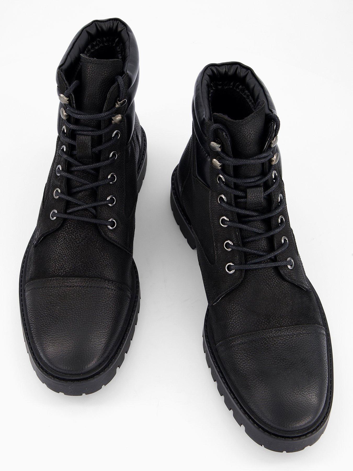  image of the-very-collection-leather-lace-up-boots-black