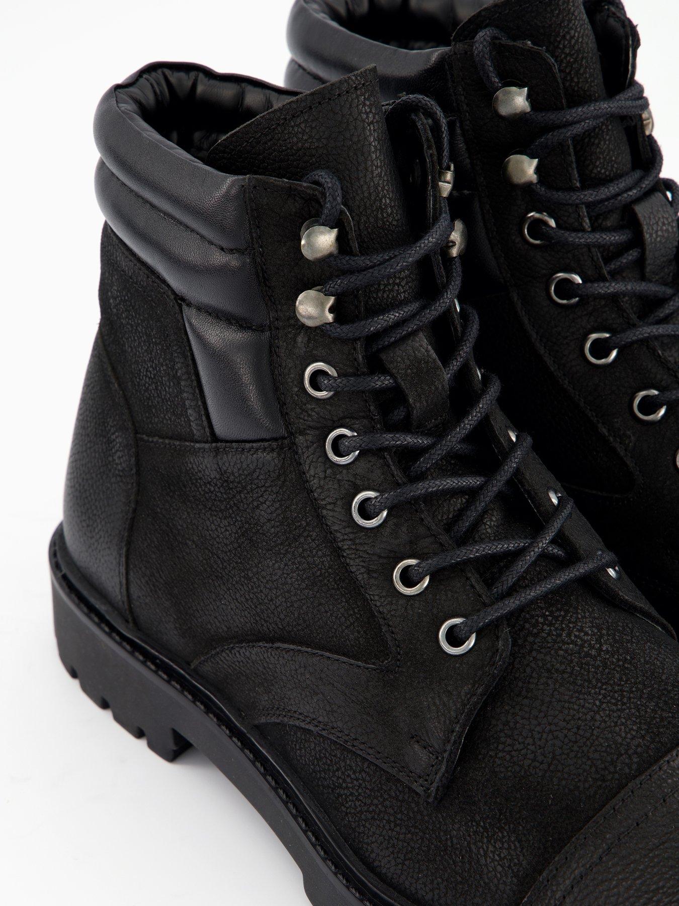  image of the-very-collection-leather-lace-up-boots-black