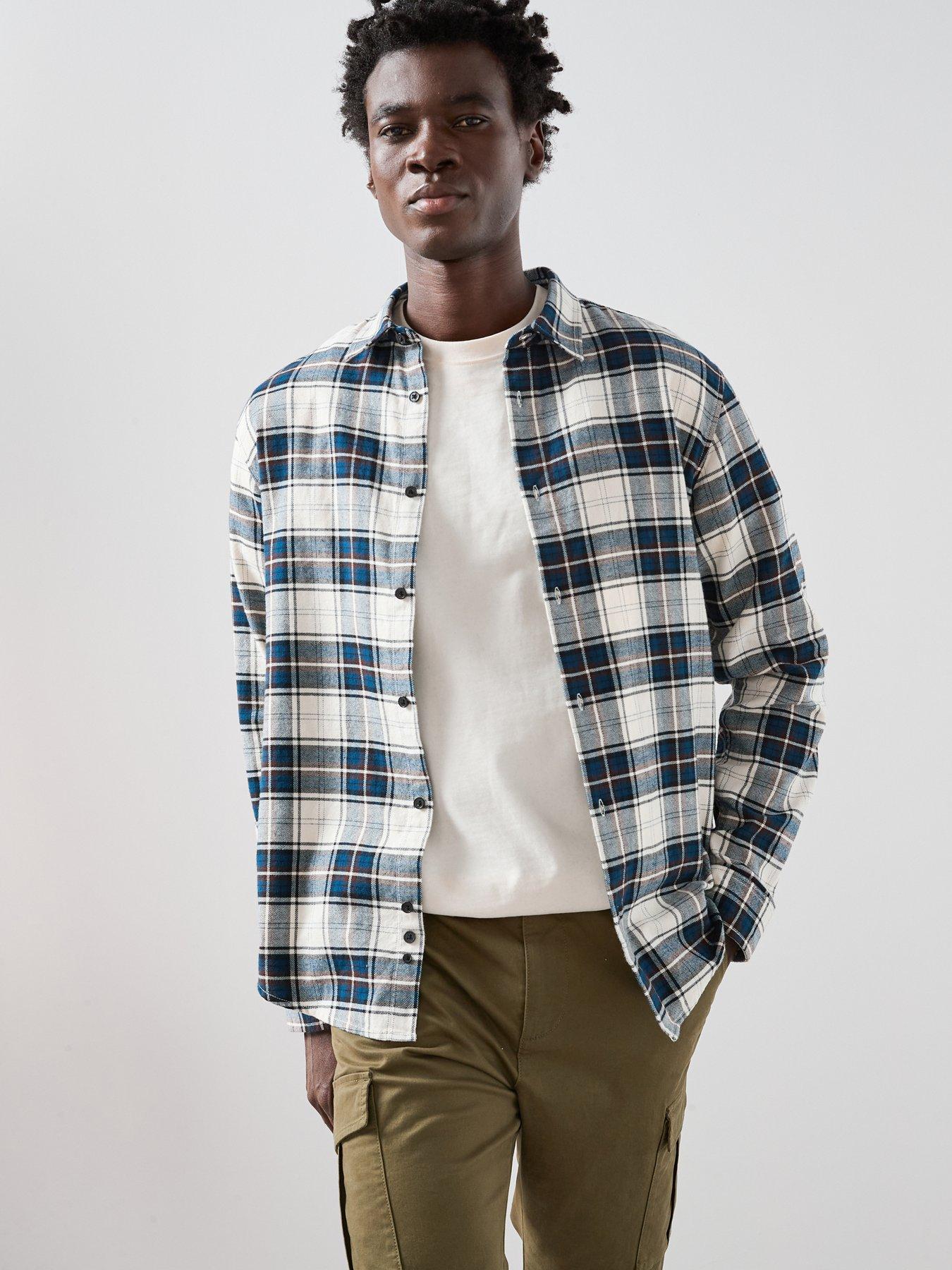 Image 1 of 7 of The Very Collection Checked Flannel Shirt - Navy/Beige