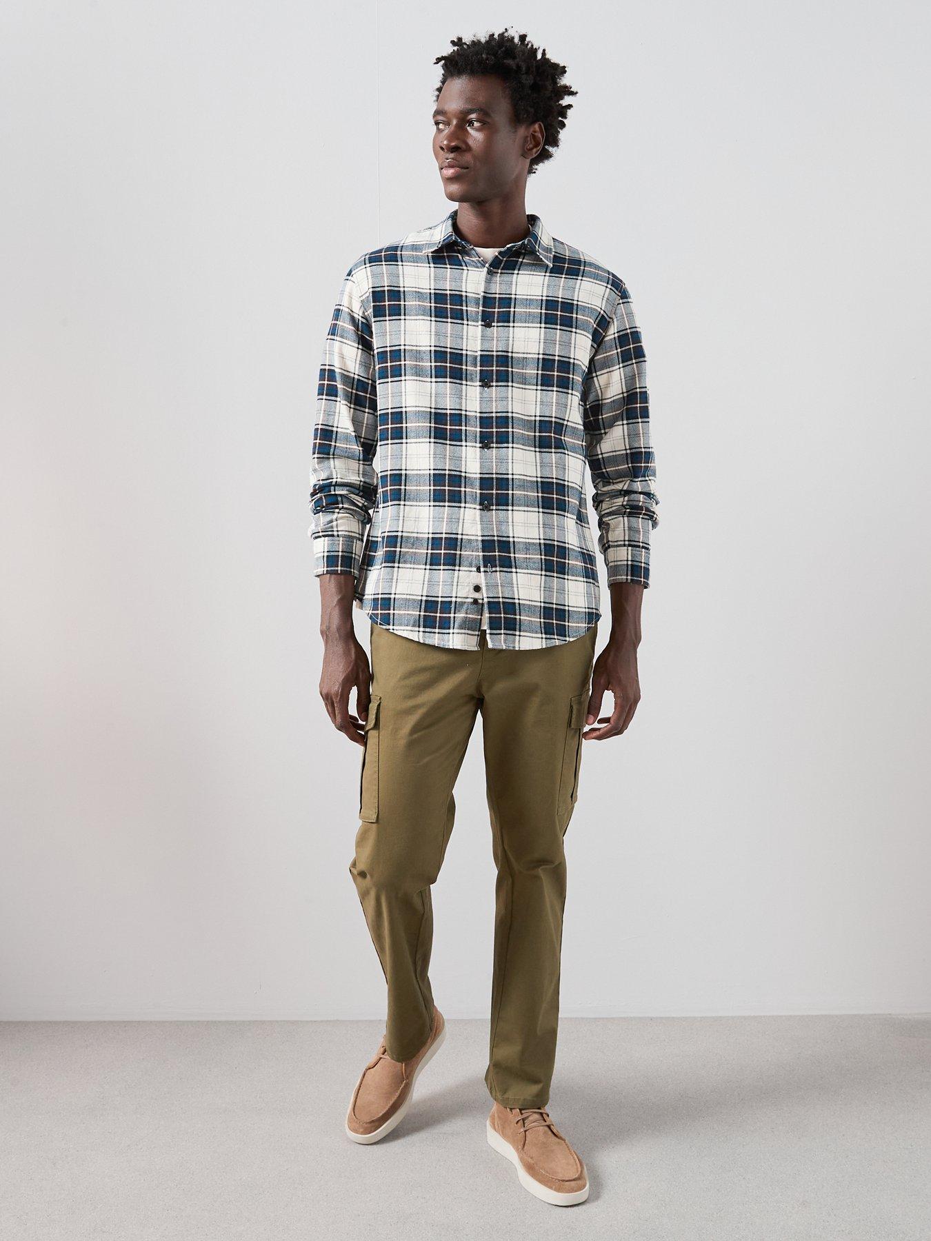 Image 3 of 7 of The Very Collection Checked Flannel Shirt - Navy/Beige