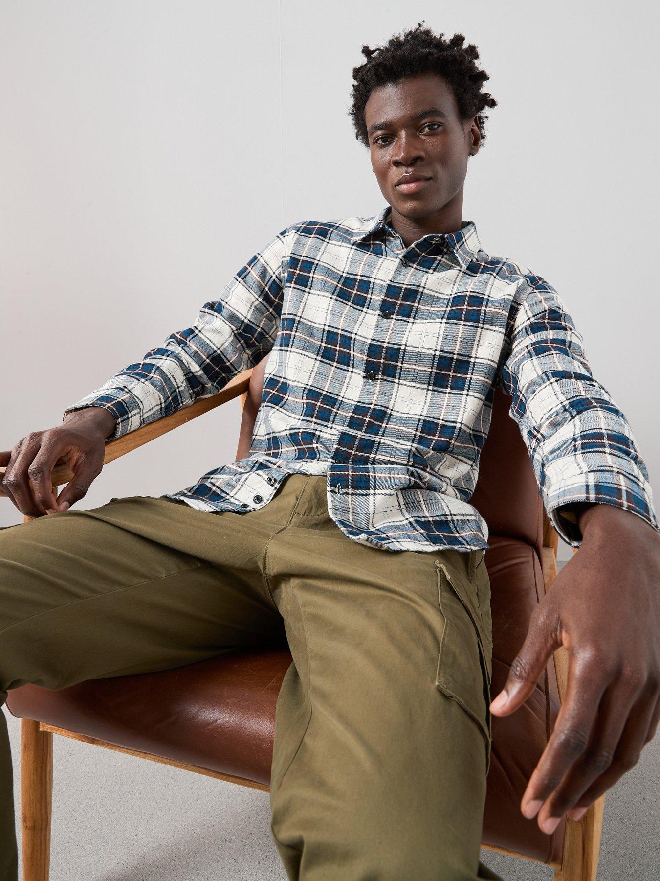 Image 4 of 7 of The Very Collection Checked Flannel Shirt - Navy/Beige