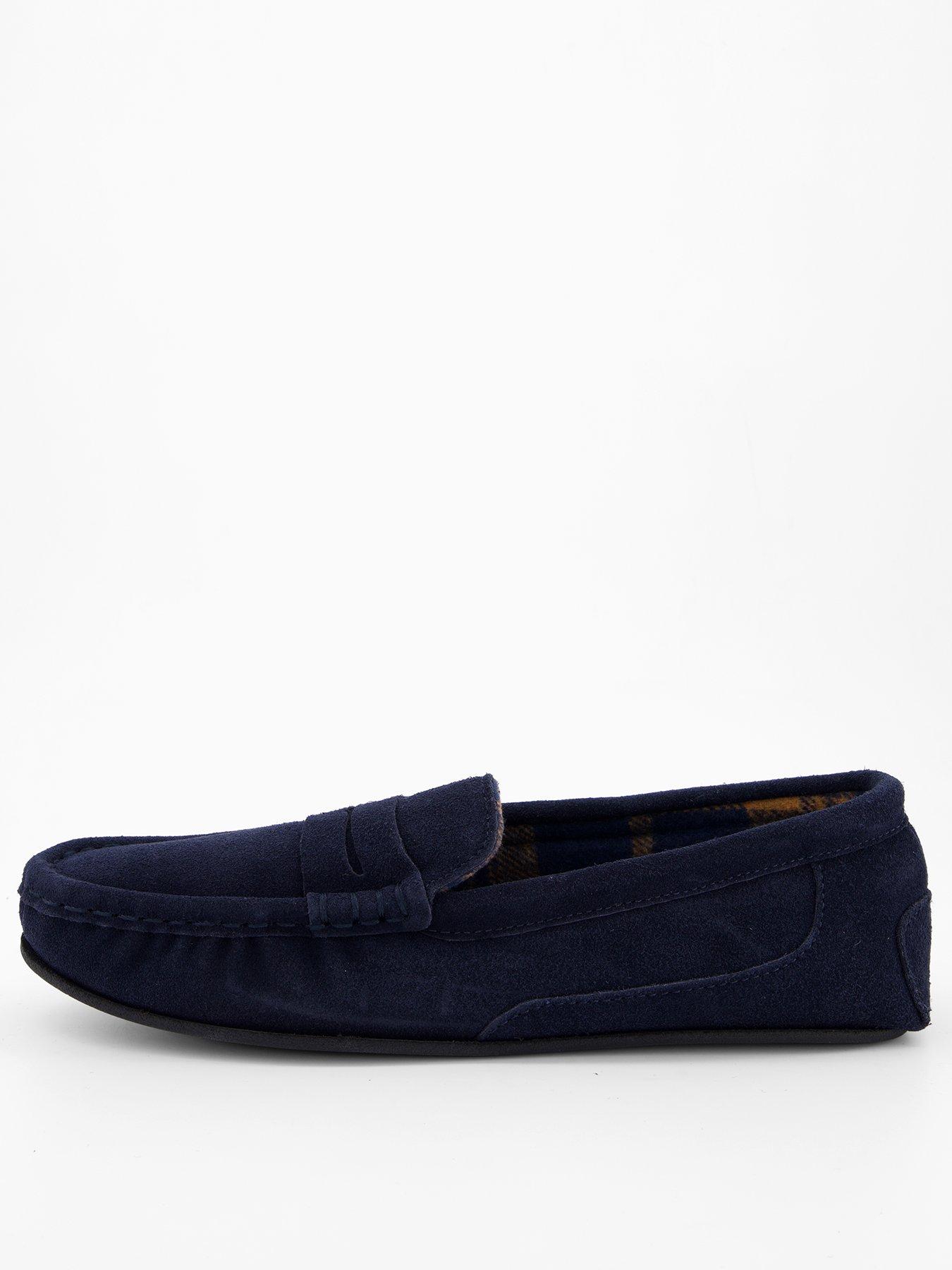 undefined Suede Moccasin Slipper - Navy