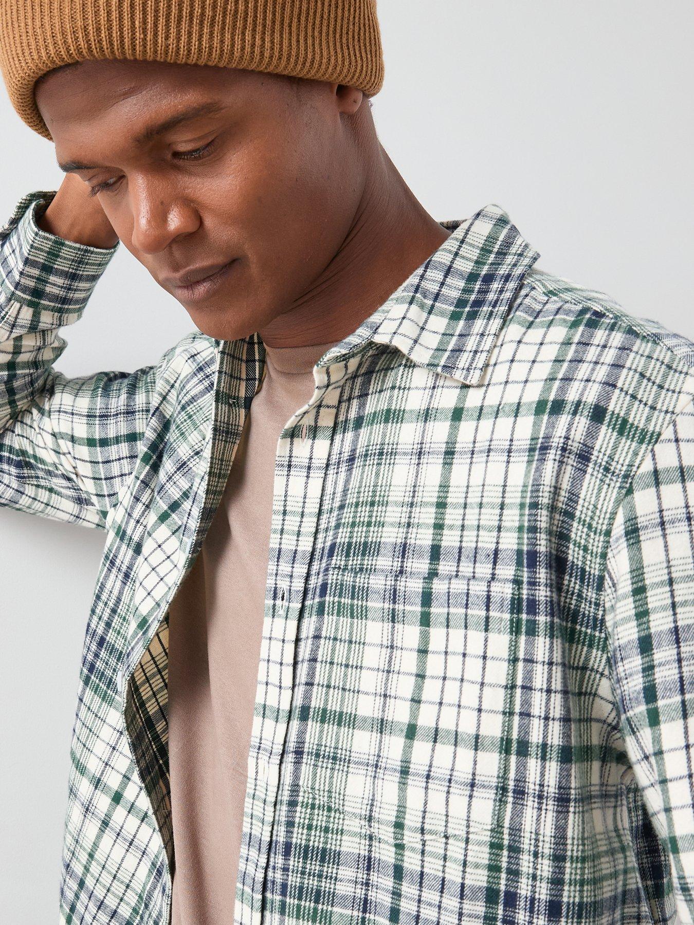 Image 4 of 6 of The Very Collection Brushed Cotton Check Flannel Shirt - Green