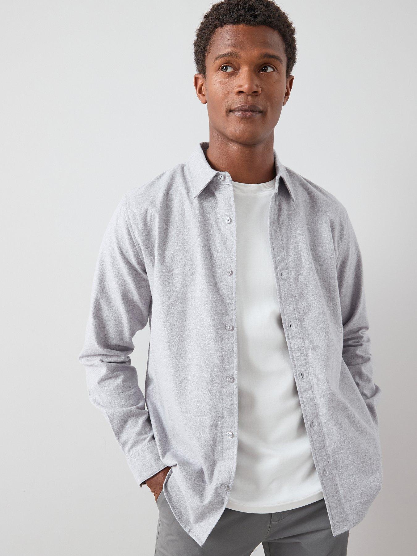 undefined Pure Cotton Brushed Grindle Shirt - Grey