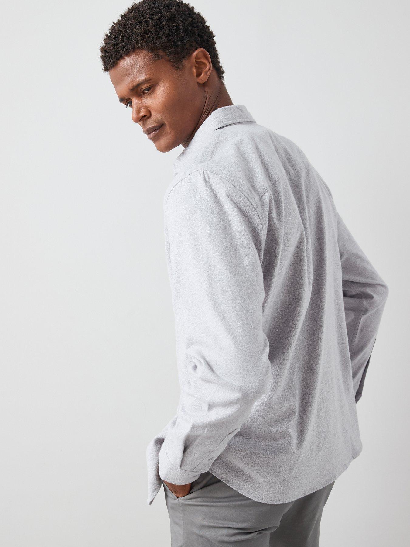 Image 2 of 6 of The Very Collection Pure Cotton Brushed Grindle Shirt - Grey