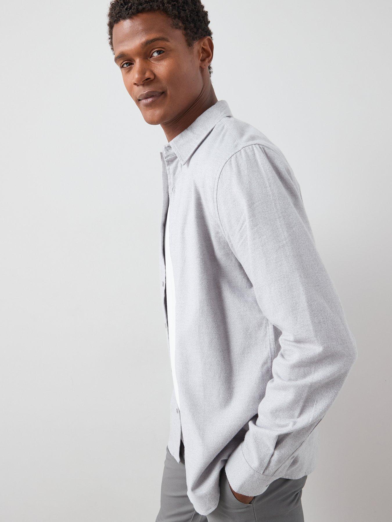 Image 4 of 6 of The Very Collection Pure Cotton Brushed Grindle Shirt - Grey