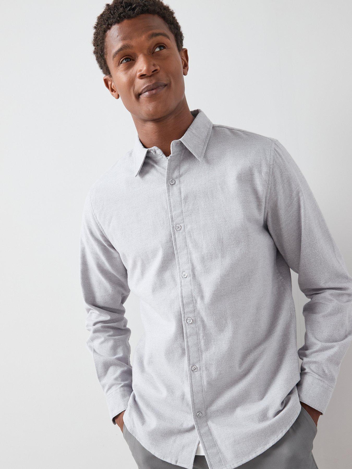 Image 6 of 6 of The Very Collection Pure Cotton Brushed Grindle Shirt - Grey
