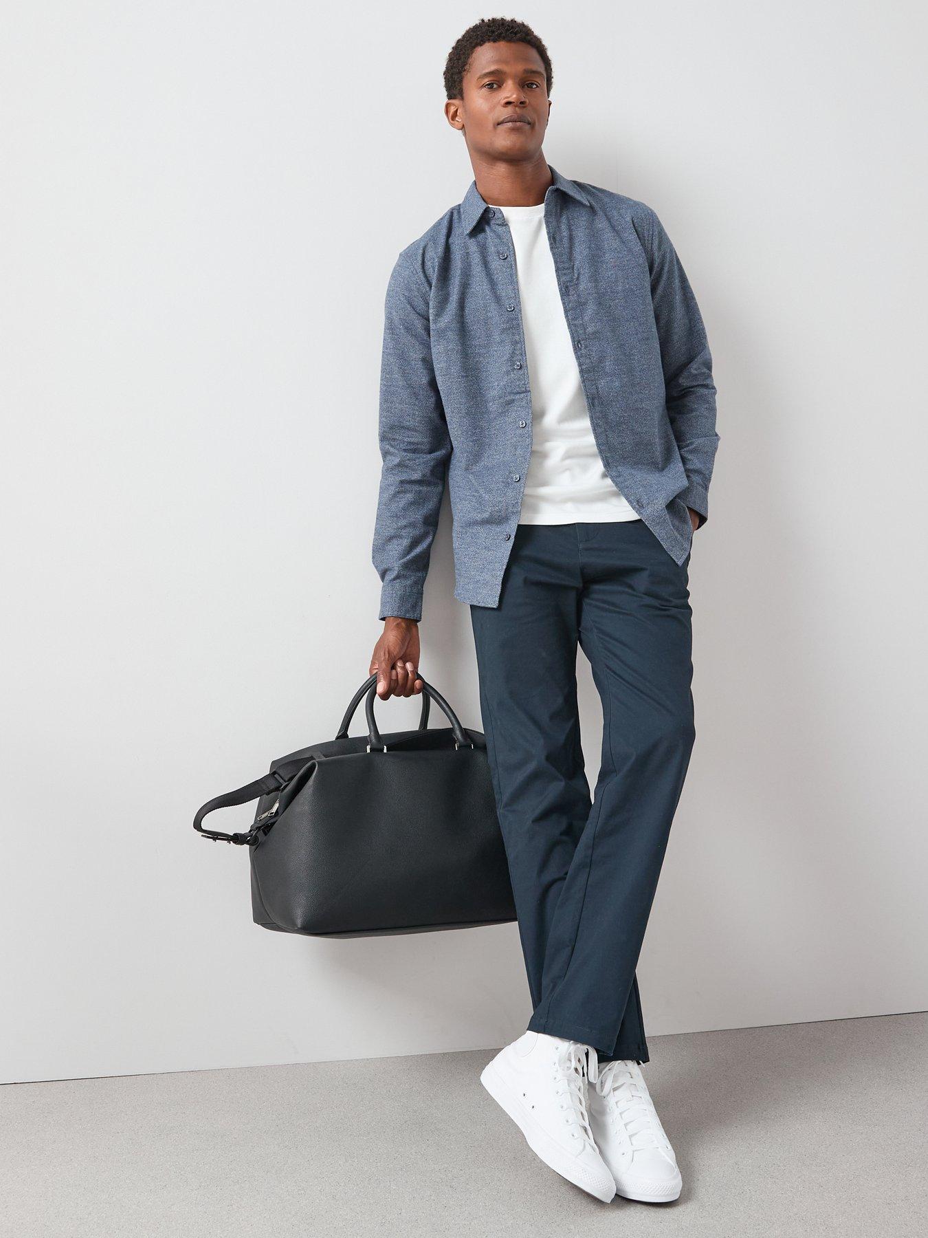 Image 3 of 6 of The Very Collection Pure Cotton Brushed Grindle Shirt - Navy