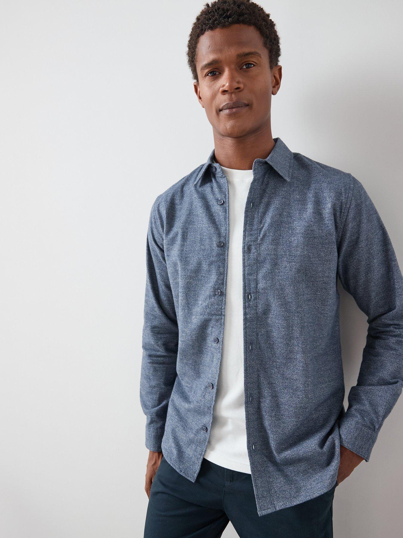 Image 4 of 6 of The Very Collection Pure Cotton Brushed Grindle Shirt - Navy