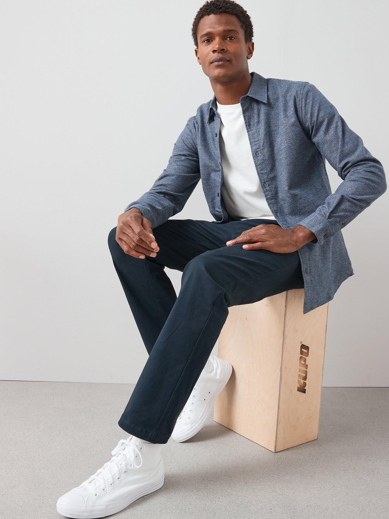 Image 5 of 6 of The Very Collection Pure Cotton Brushed Grindle Shirt - Navy