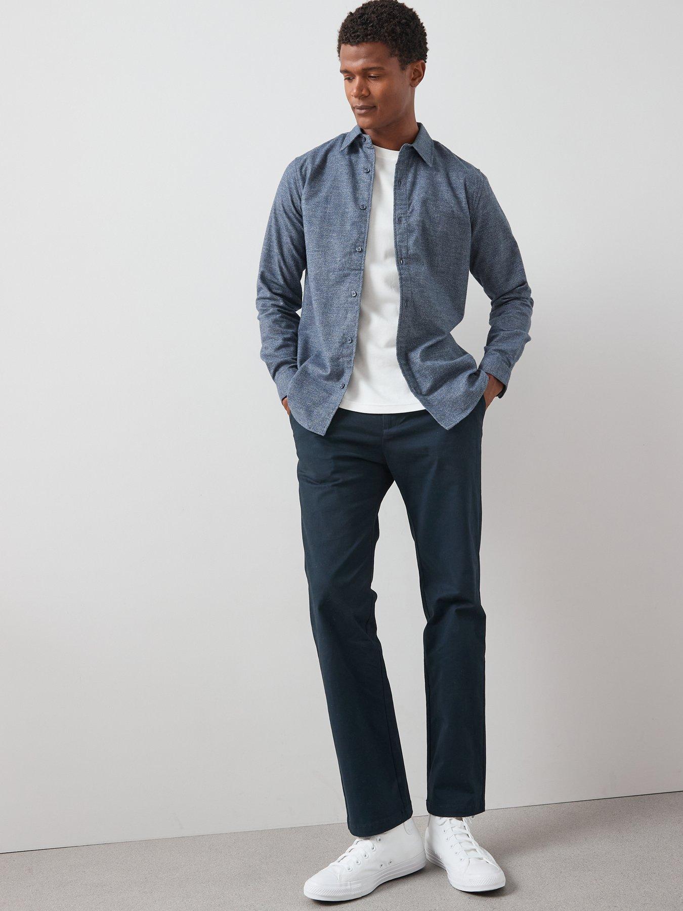 Image 6 of 6 of The Very Collection Pure Cotton Brushed Grindle Shirt - Navy