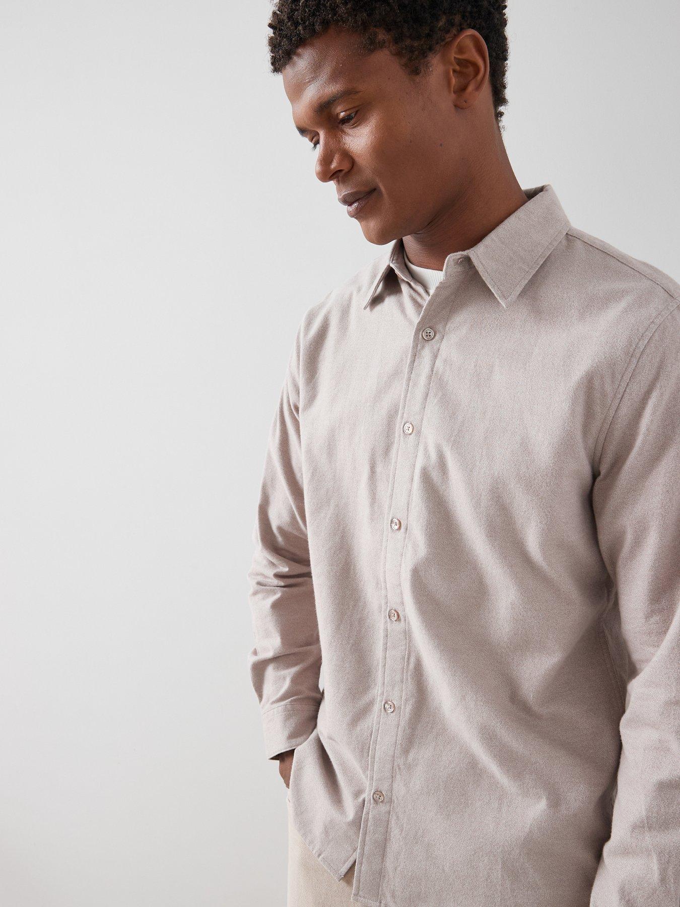 Image 4 of 6 of The Very Collection Pure Cotton Brushed Grindle Shirt - Beige