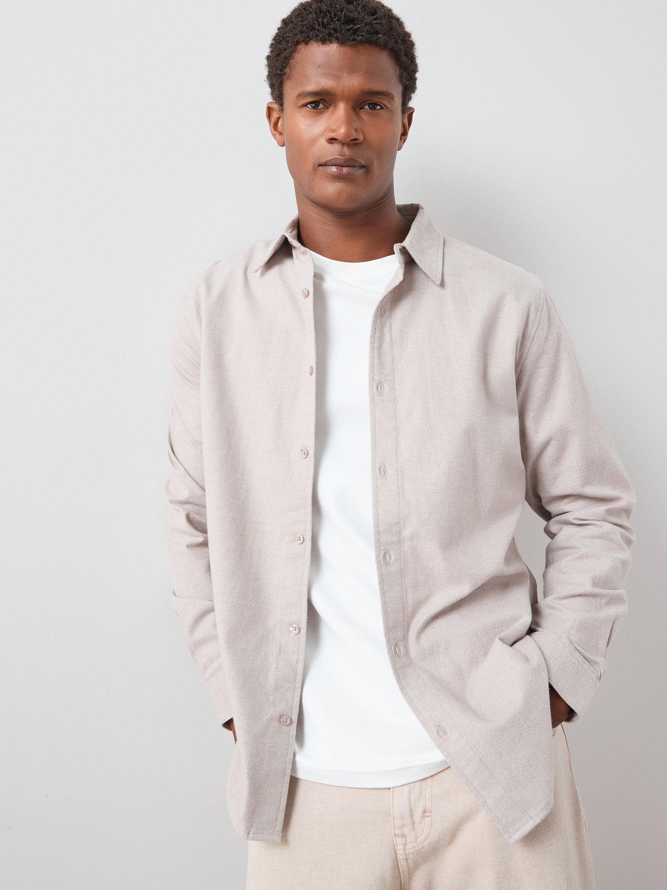Image 5 of 6 of The Very Collection Pure Cotton Brushed Grindle Shirt - Beige