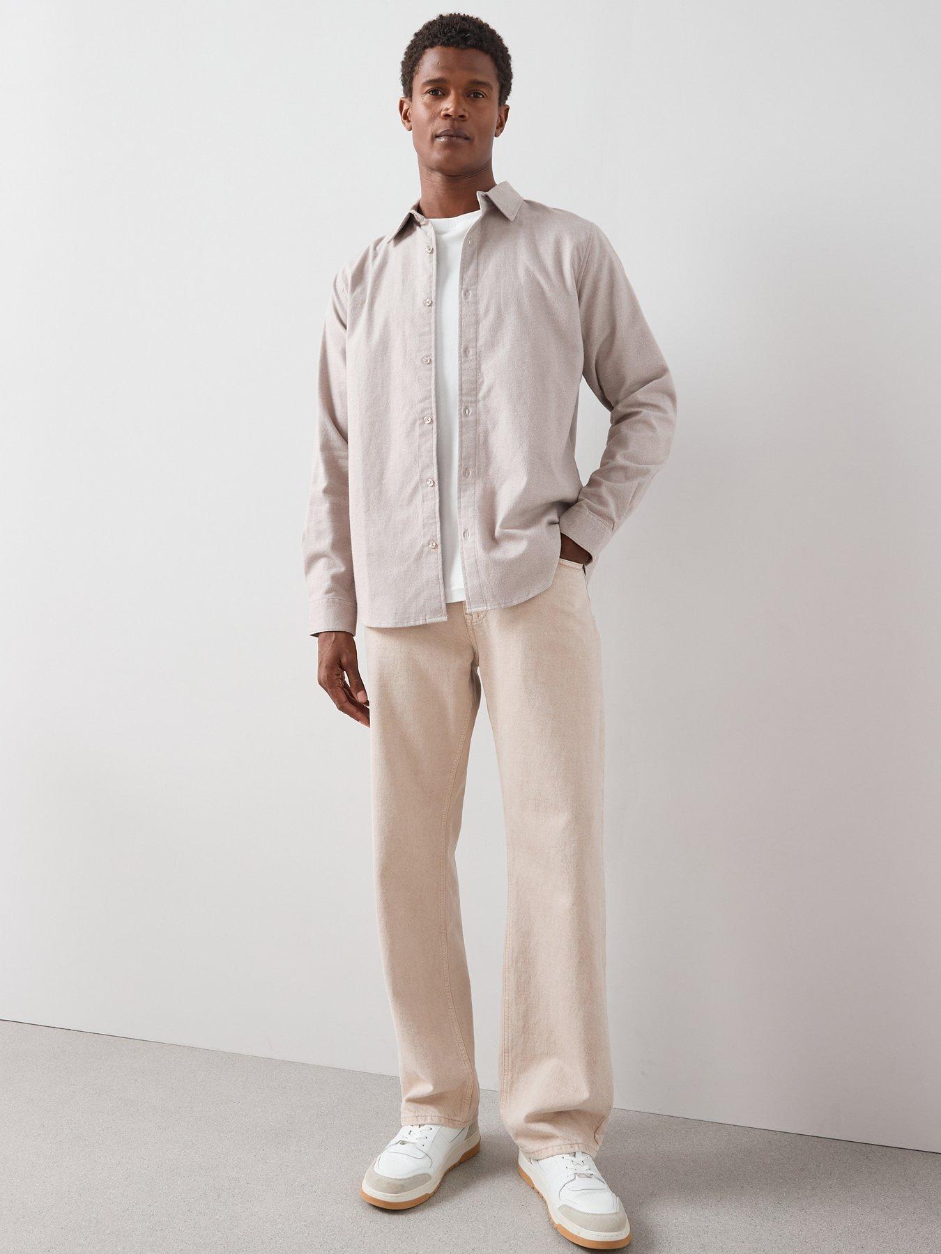 Image 6 of 6 of The Very Collection Pure Cotton Brushed Grindle Shirt - Beige