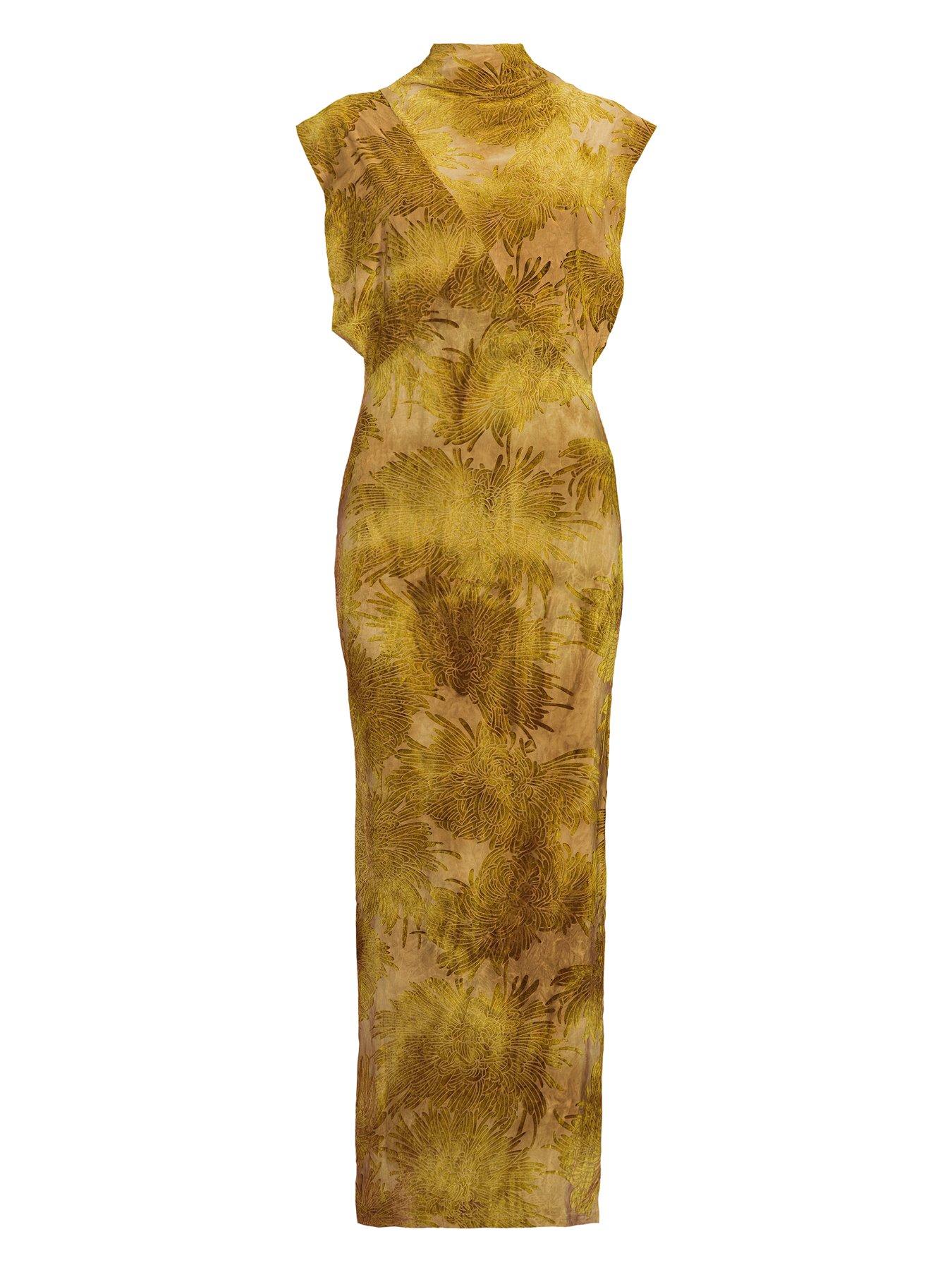 Image 7 of 7 of The Very Collection High Neck Burn Out Dropped Shoulder Midi Dress - Green
