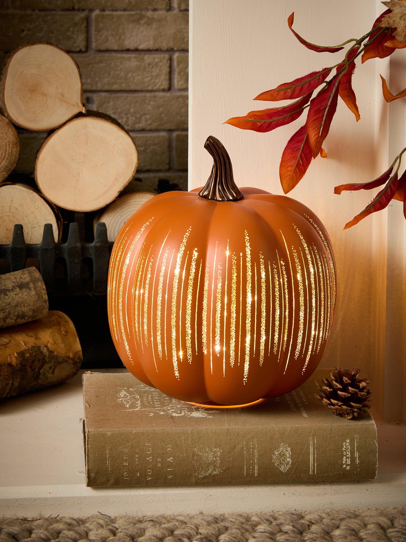 The Very Collection LED Glass Light Up Pumpkin Autumn/Halloween Decoration