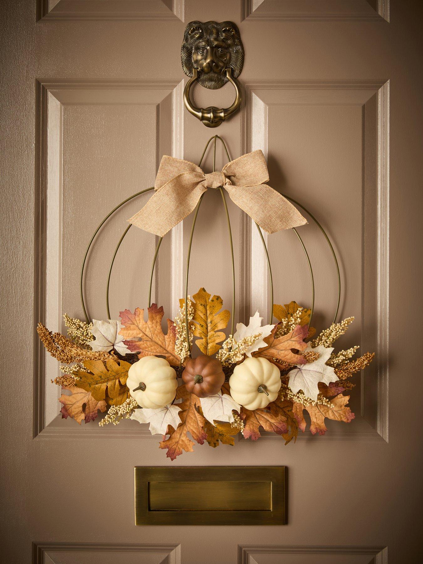 The Very Collection Natural Florals Pumpkin Shaped Autumn Wreath