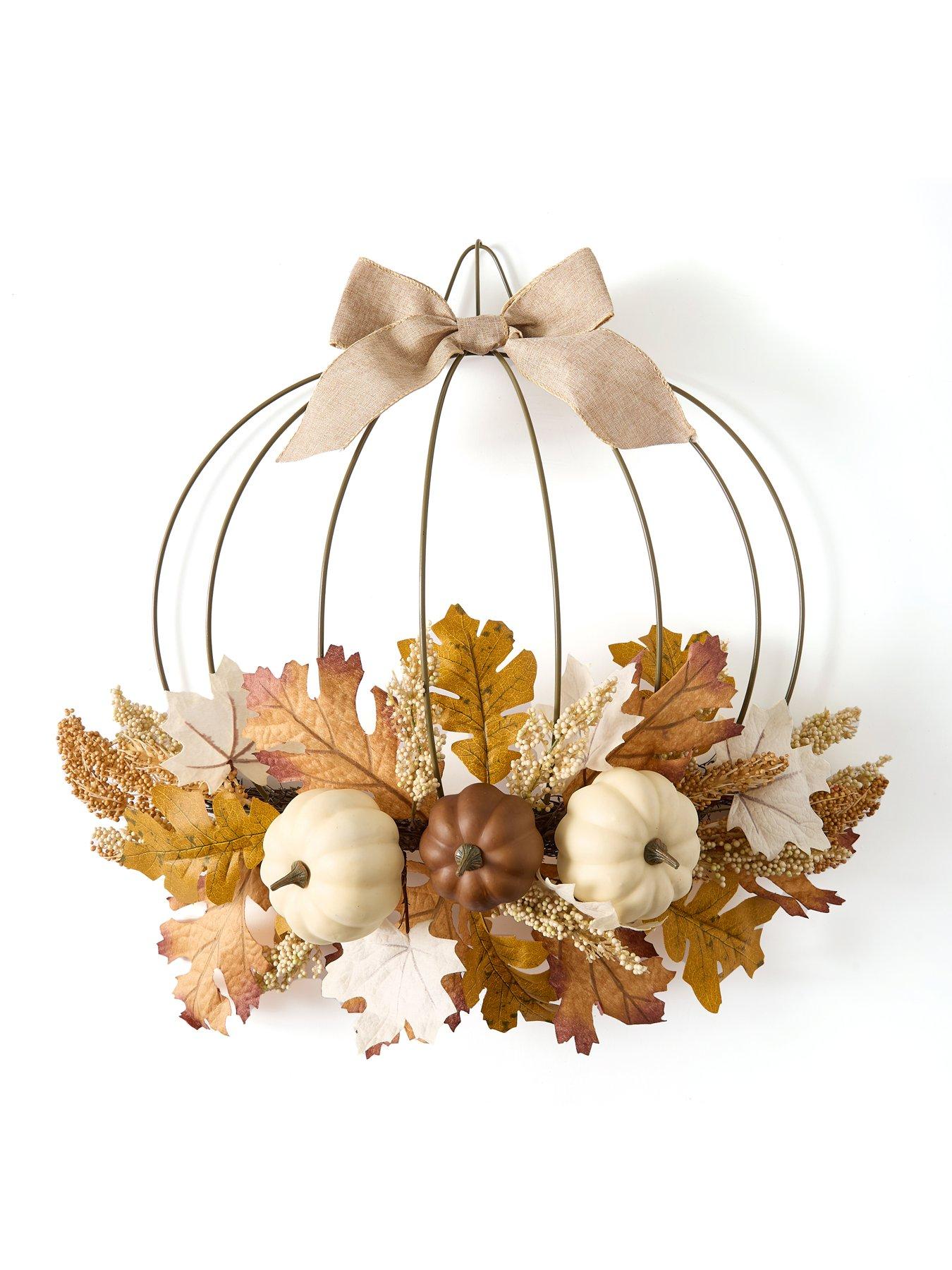 Image 2 of 5 of The Very Collection Natural Florals Pumpkin Shaped Autumn&nbsp;Wreath