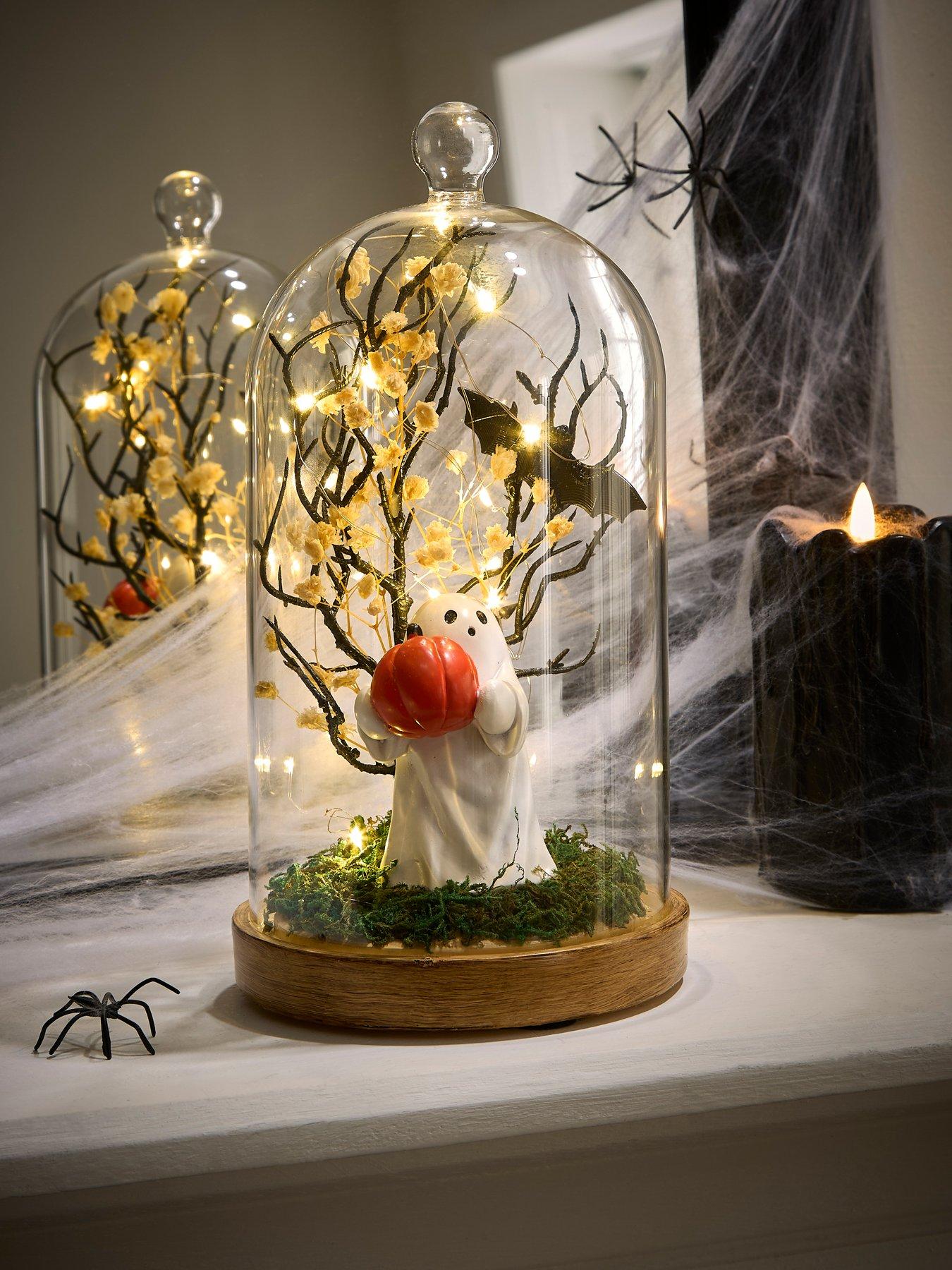 undefined Halloween Cloche with Lit Ghost Scene Decoration