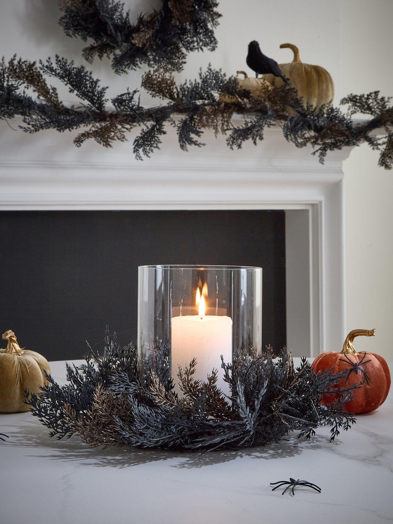 undefined Cedar Leaf Hurricane Table Centre Halloween Decoration