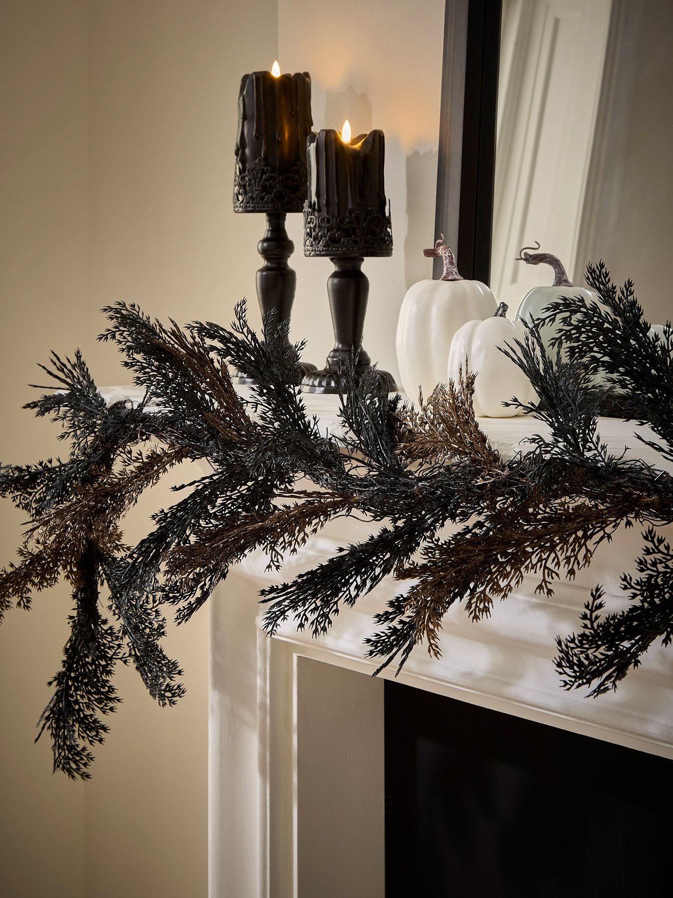 undefined 6ft Halloween Cedar Leaf Garland Decoration