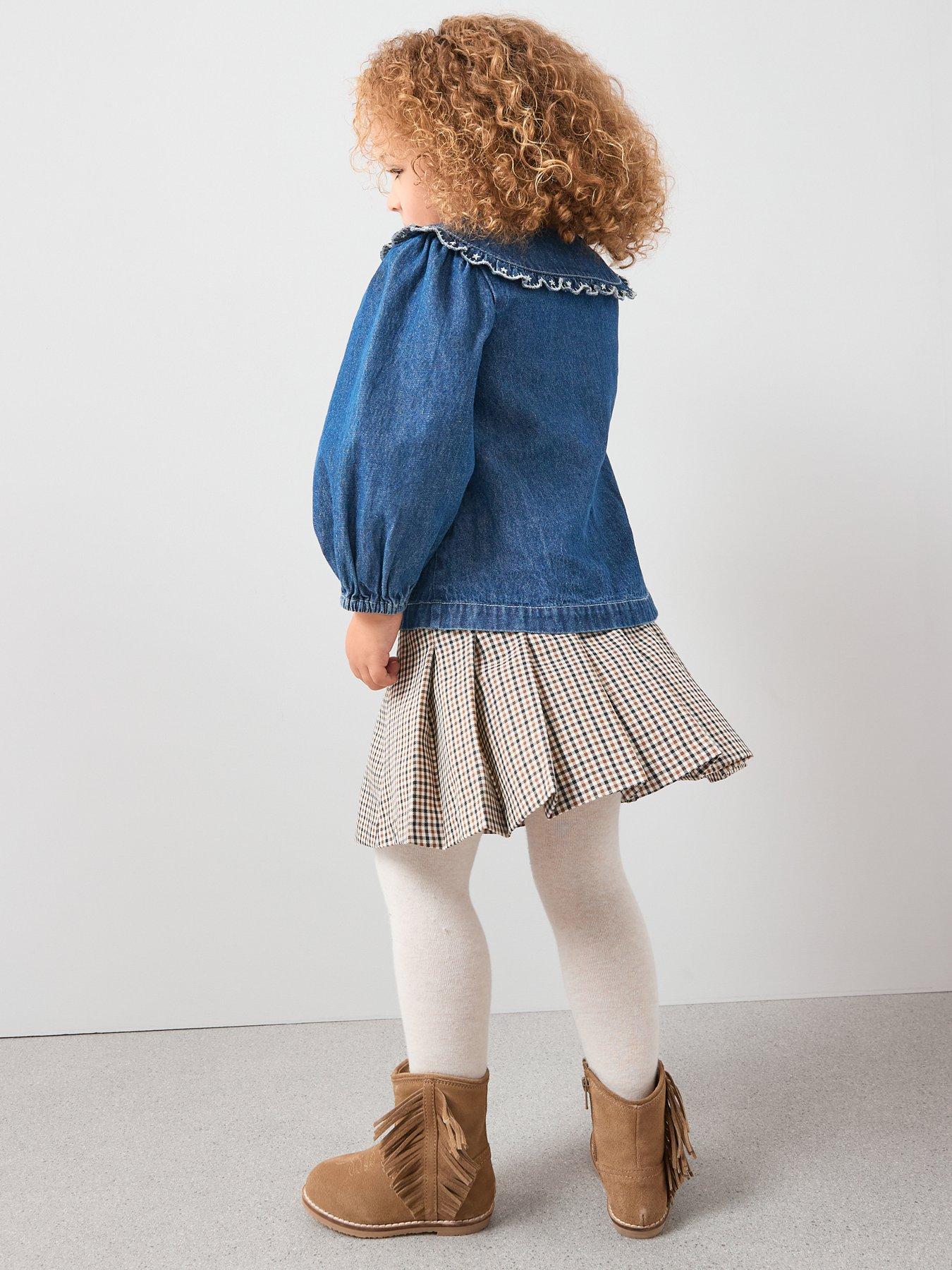Image 2 of 5 of Mini V by Very Girls Denim Embroidered Collar Shirt - Blue