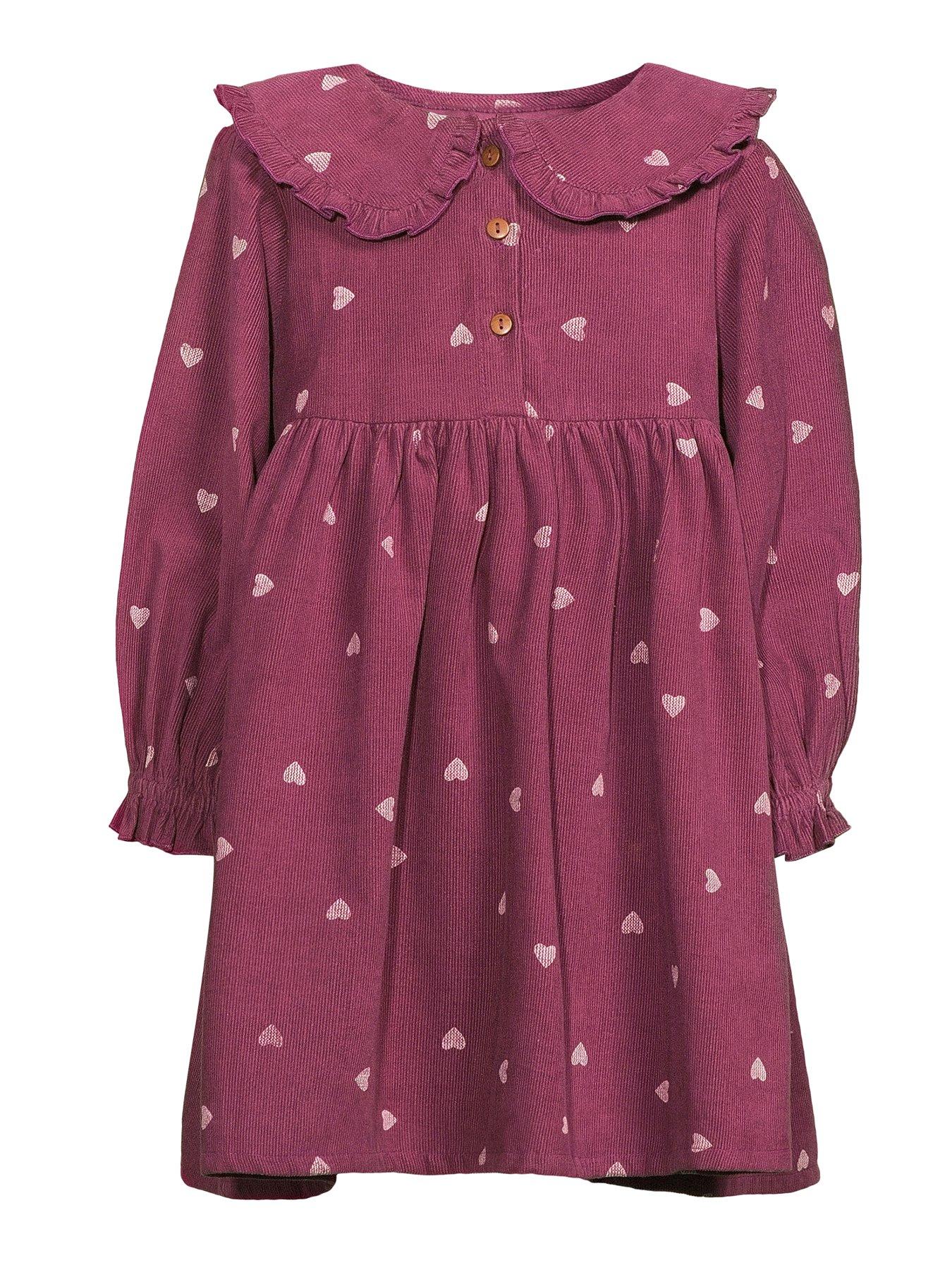 Image 6 of 6 of The Very Collection Girls Cord Embroidered Collar Dress - Burgundy