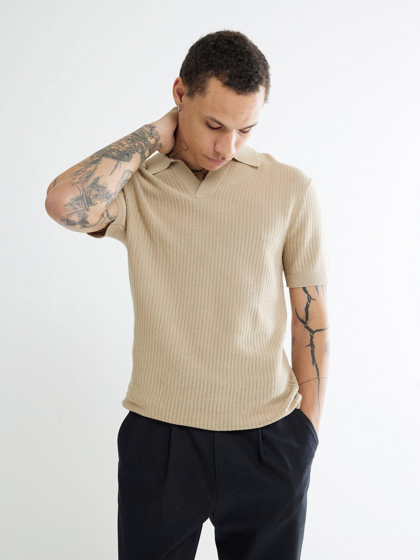 river-island-short-sleeve-open-collar-knitted-polo-top-beige