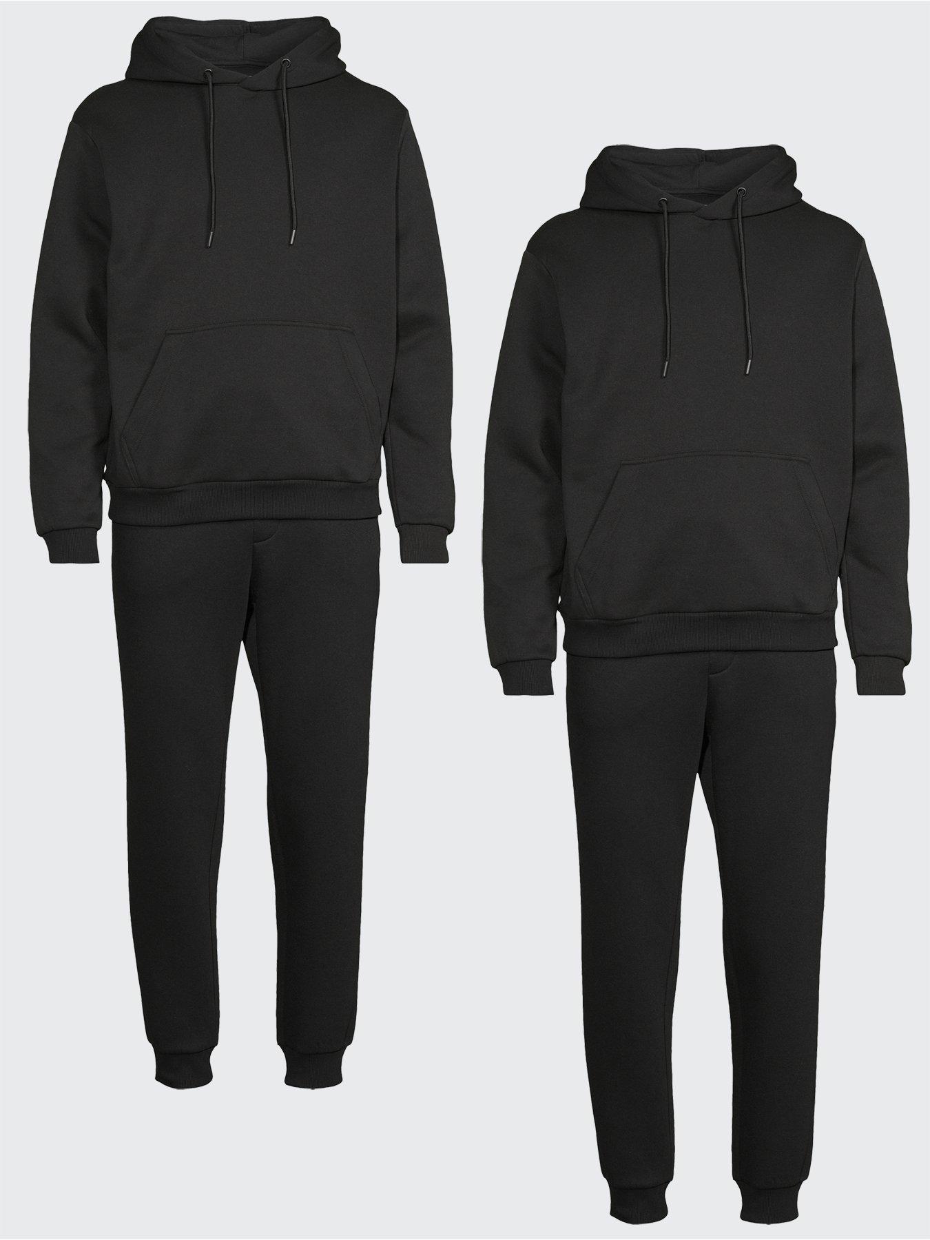 Image 1 of 5 of Jack & Jones 2 Pack Bradley Heavyweight Hoodies - Black
