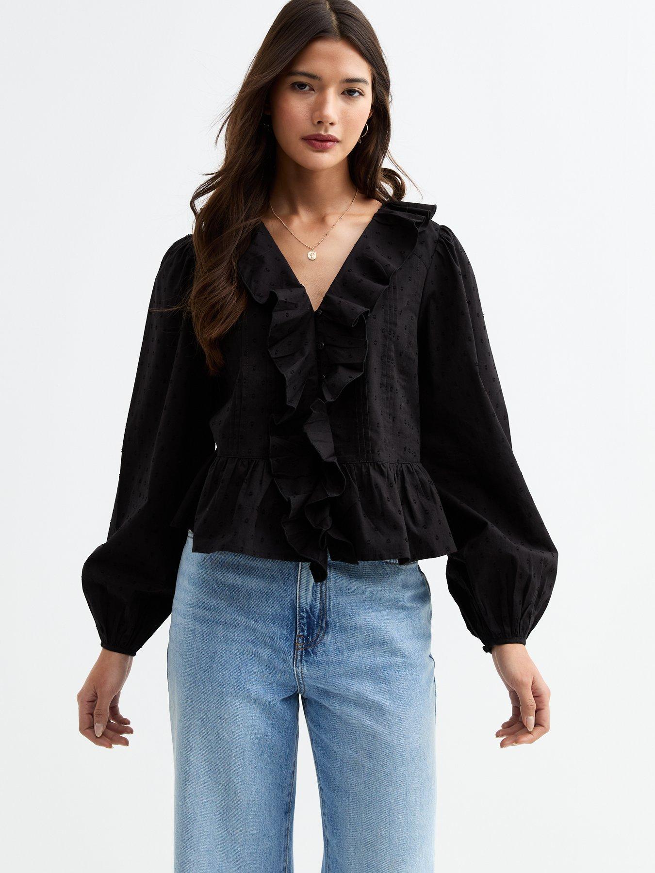 new-look-black-frill-trim-pintuck-blouse