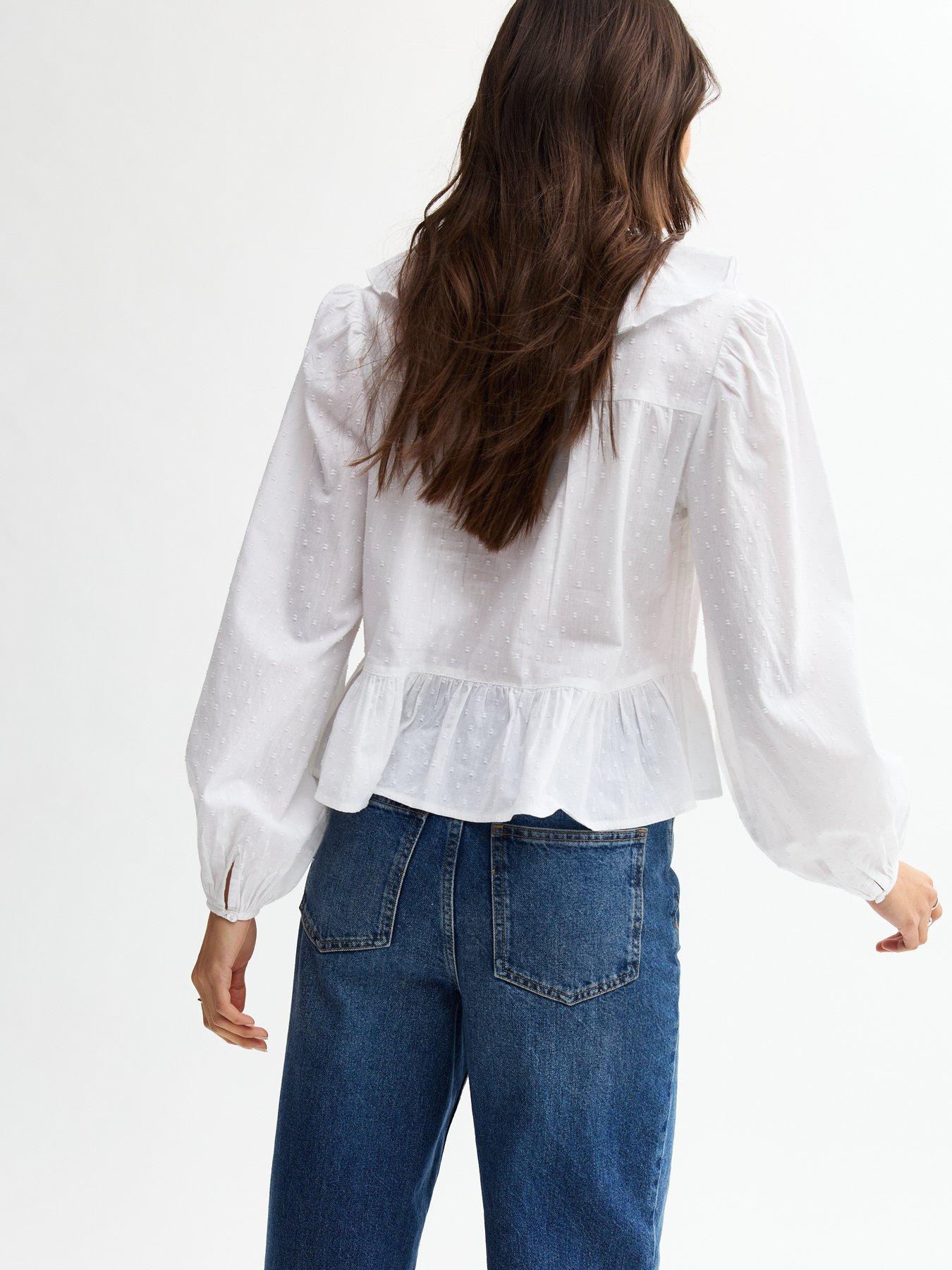  image of new-look-white-frill-trim-pintuck-blouse