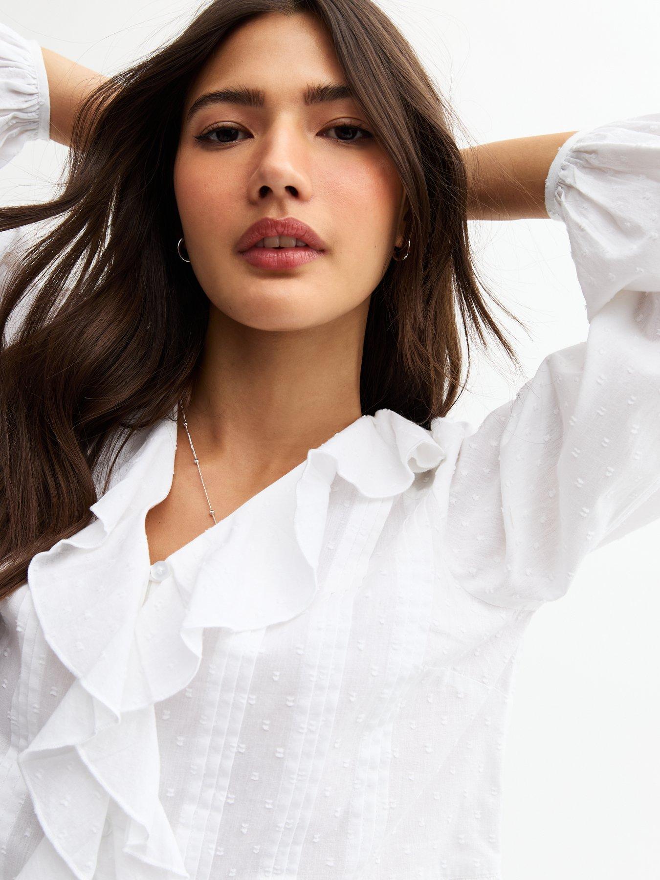  image of new-look-white-frill-trim-pintuck-blouse