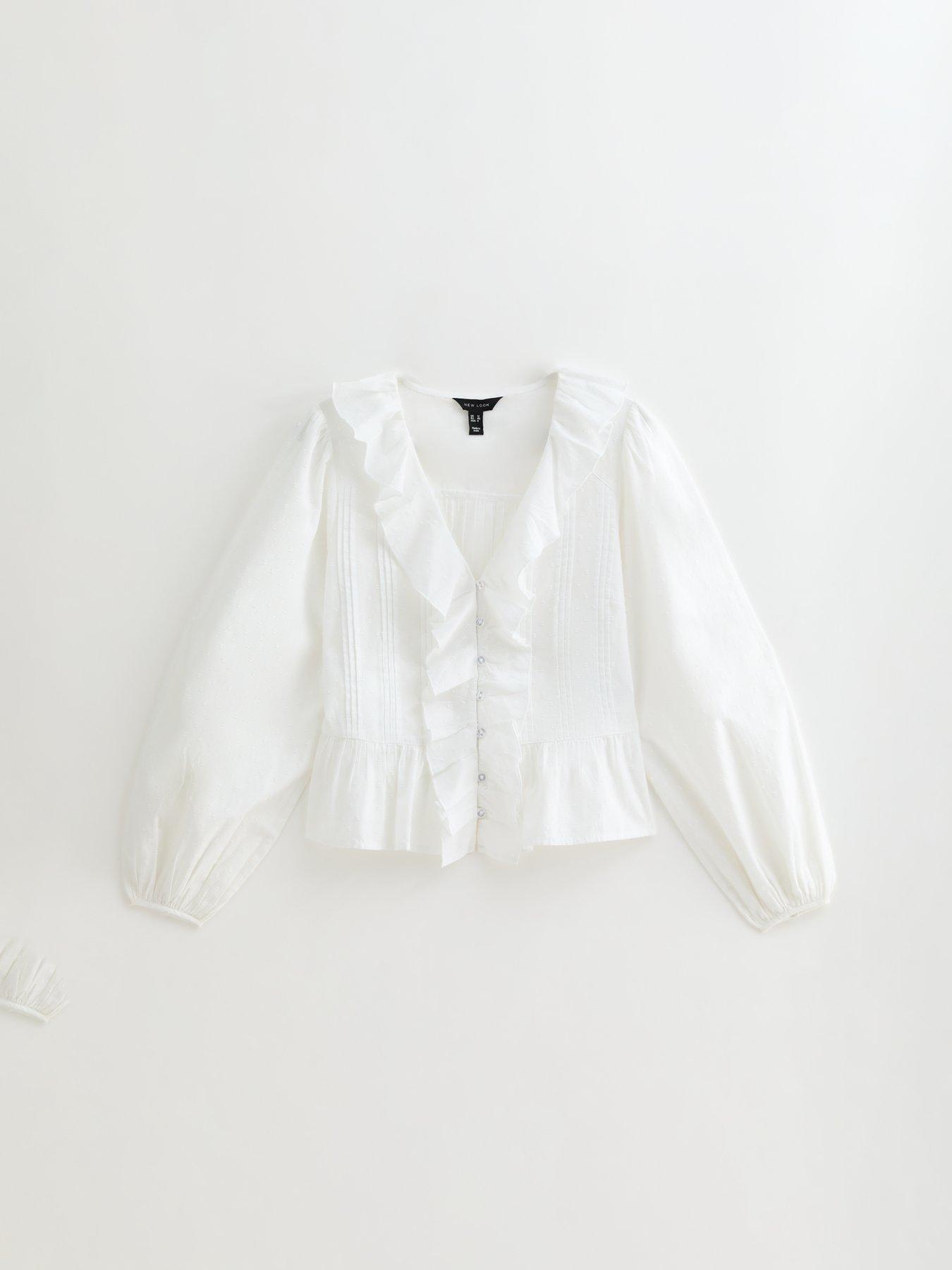  image of new-look-white-frill-trim-pintuck-blouse
