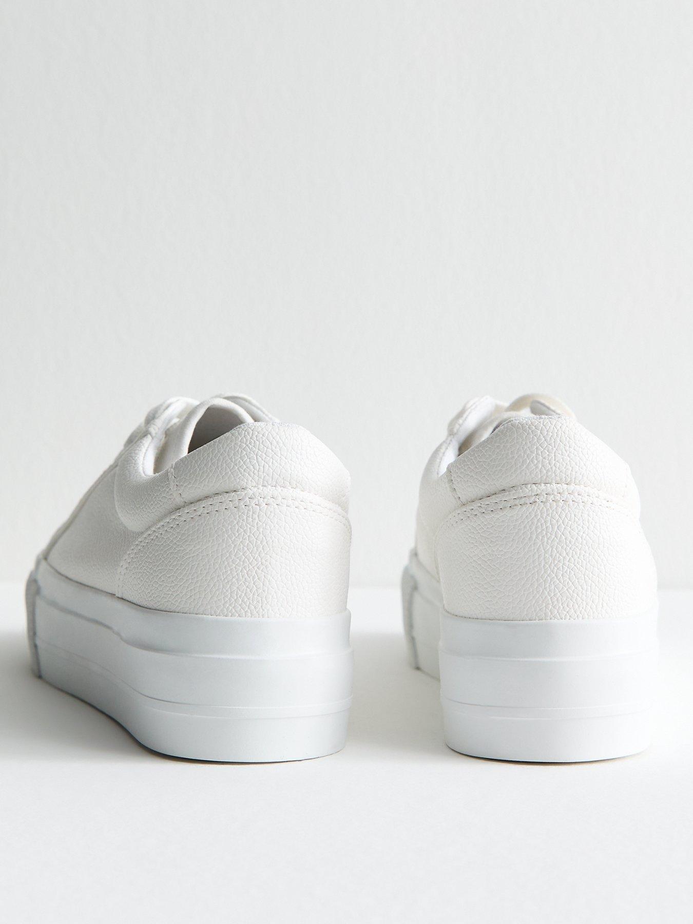  image of new-look-white-platform-sole-pebbled-faux-leather-trainers