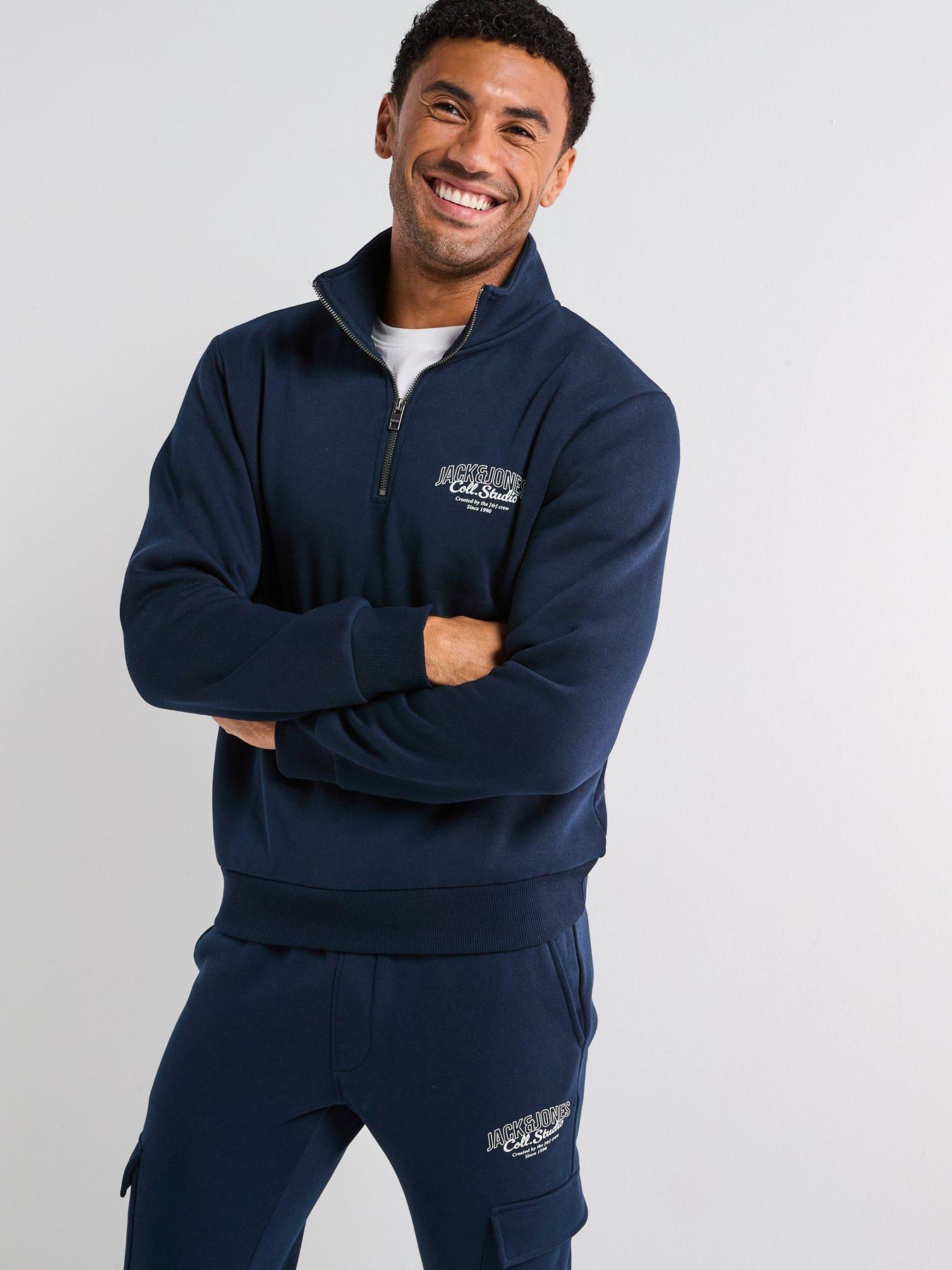 Image 5 of 6 of Jack & Jones Makoto Quarter Zip Logo Tracksuit - Navy