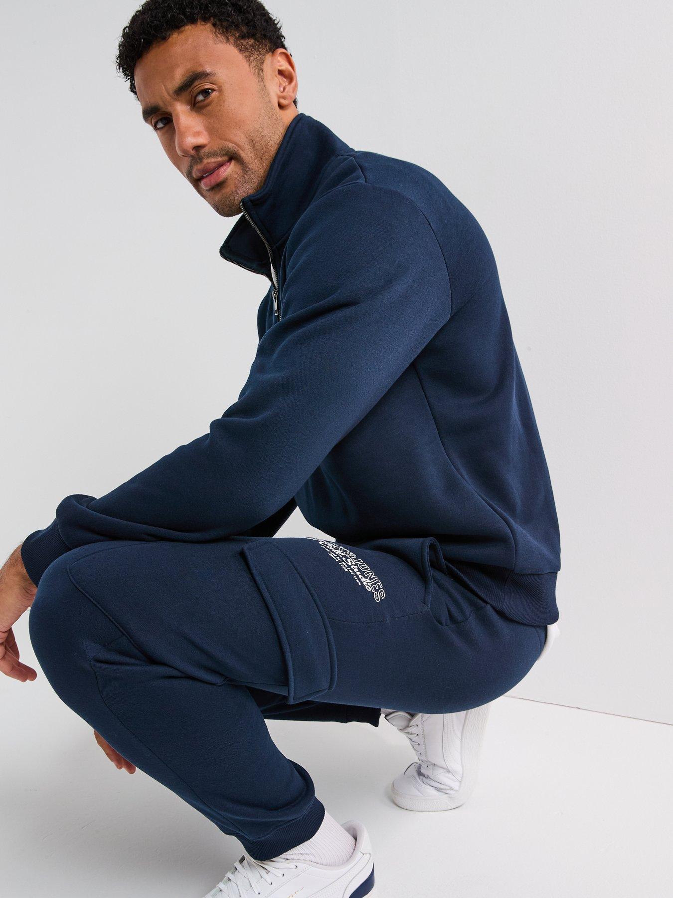Image 6 of 6 of Jack & Jones Makoto Quarter Zip Logo Tracksuit - Navy
