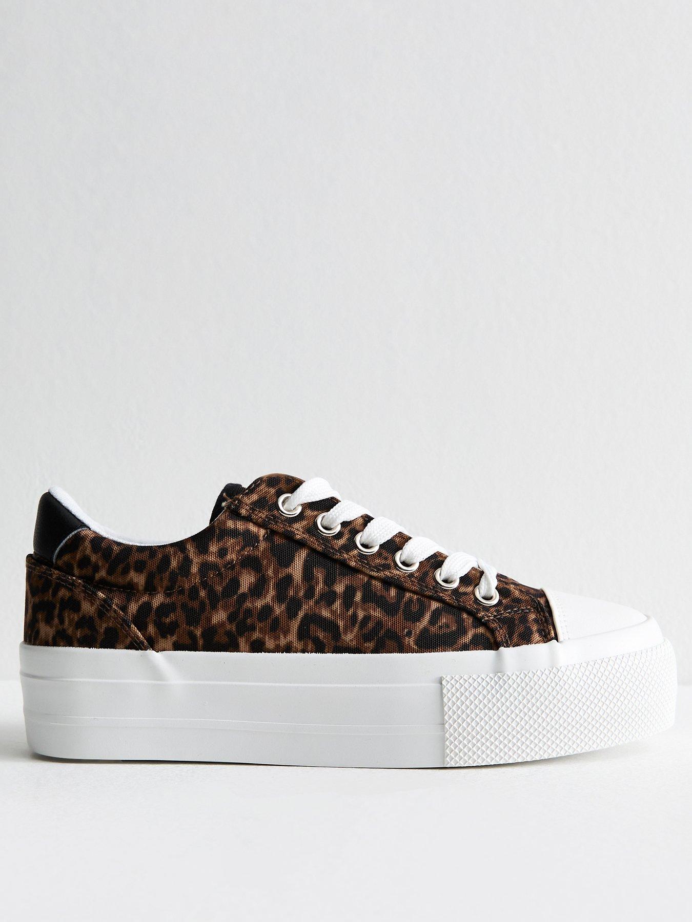 new-look-brown-leopard-print-lace-up-canvas-trainers
