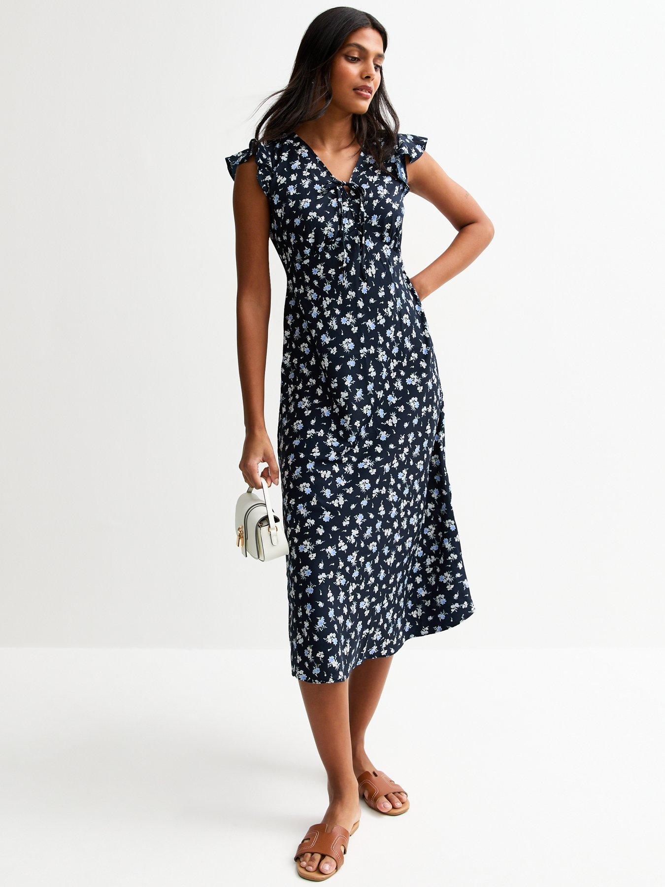 new-look-blue-floral-print-midi-dress