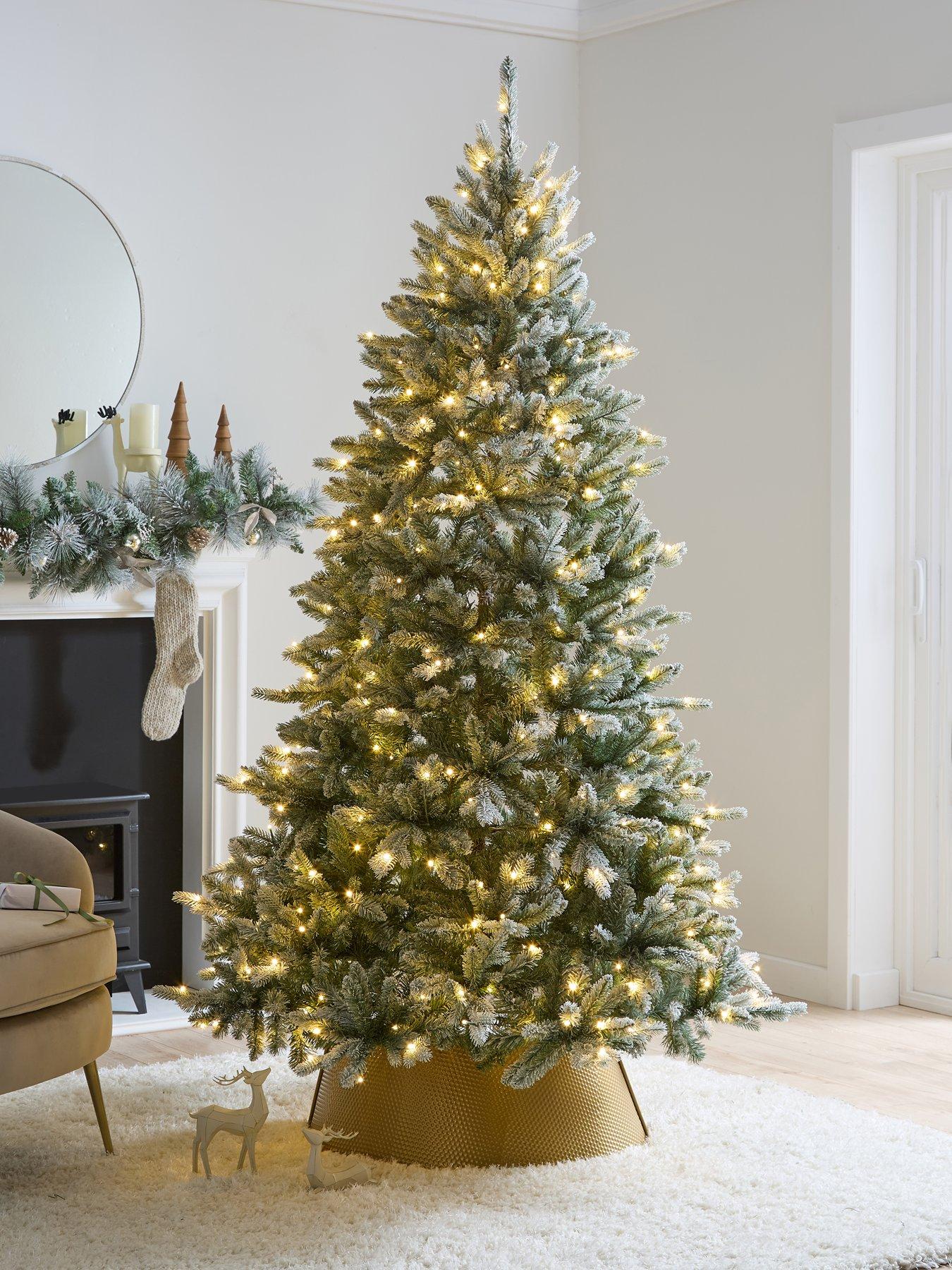 undefined 7ft Denver Pre Lit Flocked Christmas Tree with Dual Colour Twinkle Lights