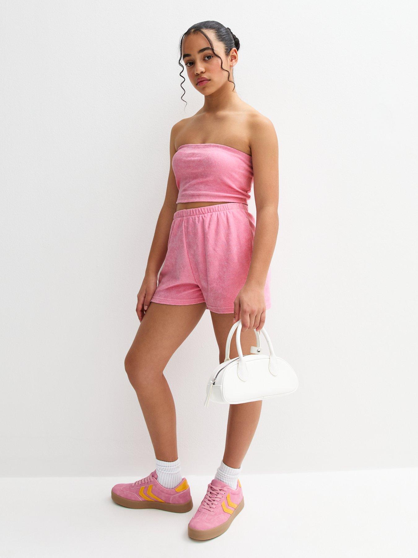  image of new-look-915-girls-towelling-bandeau-top-pink