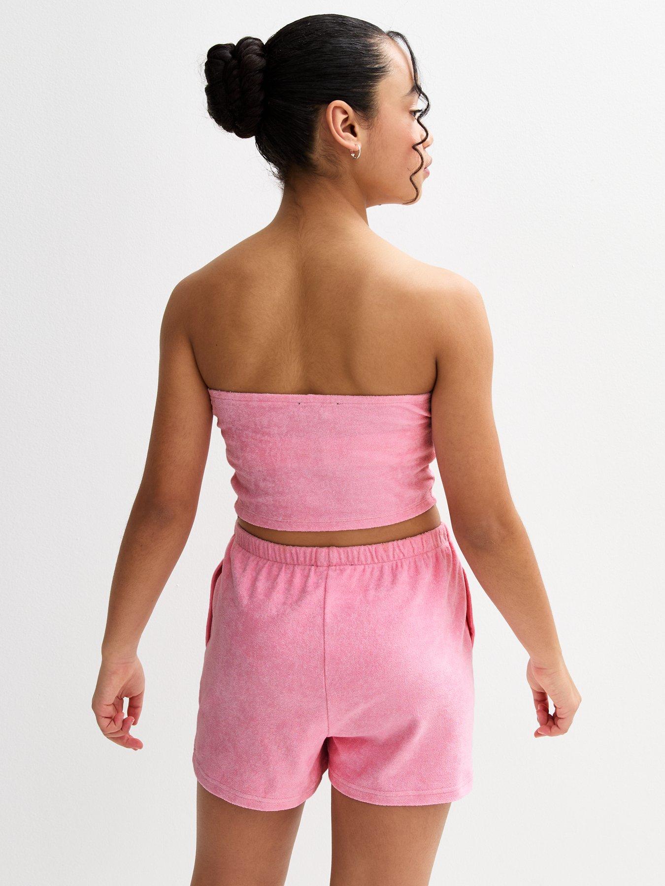  image of new-look-915-girls-towelling-bandeau-top-pink