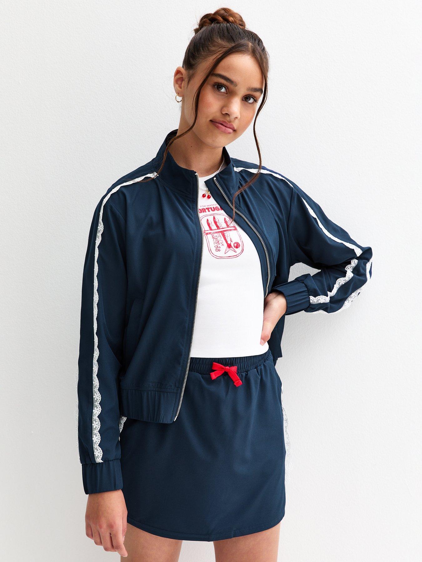 New Look 915 Girls Lace Stripe Jacket - Navy