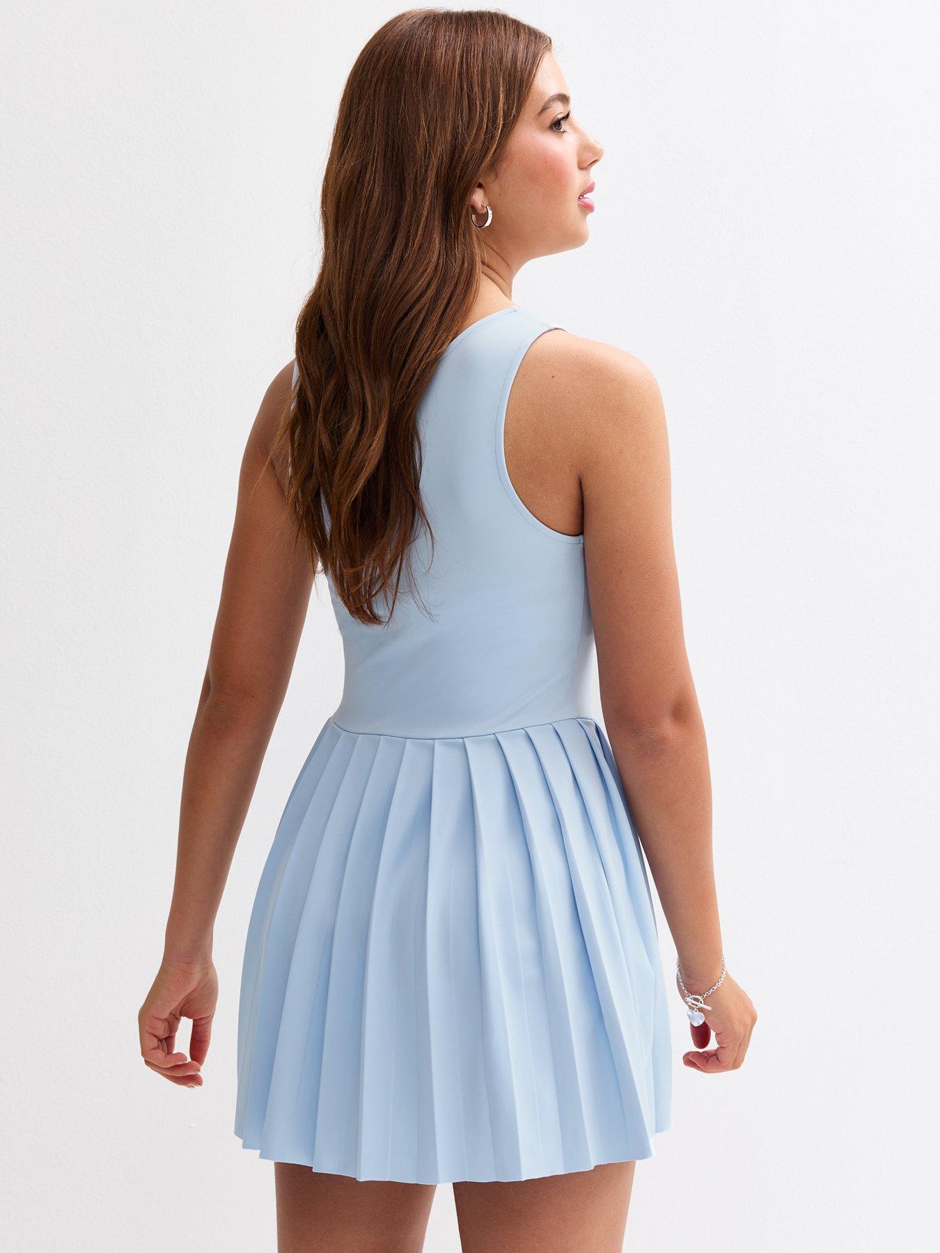 New Look 915 Girls Pleated Skirt Dress With Shorts Light Blue